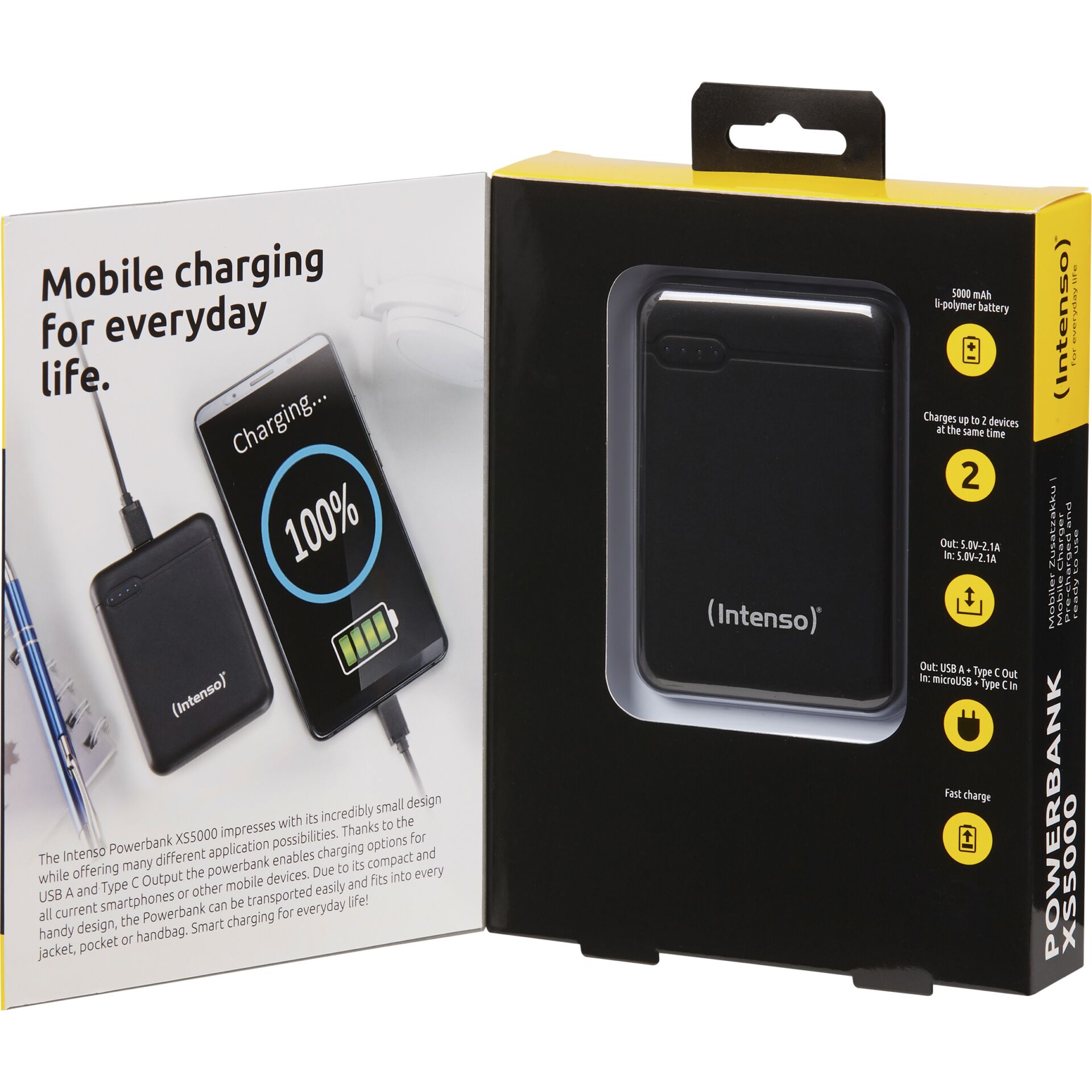 Intenso Powerbank XS5000 schwarz 5000 mAh inkl. USB-A to Type-C 813437_03 Intenso Powerbank XS5000 schwarz 5000 mAh inkl. USB-A to Type-C 813437_03
