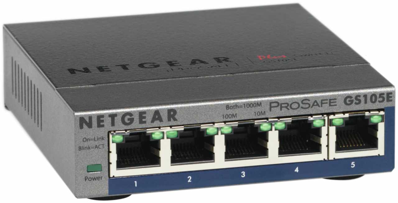 Netgear GS105E-200PES Unmanaged network switch L2/L3 Gigabit Ethernet (10/100/1000) Grau Netzwerk-Switch