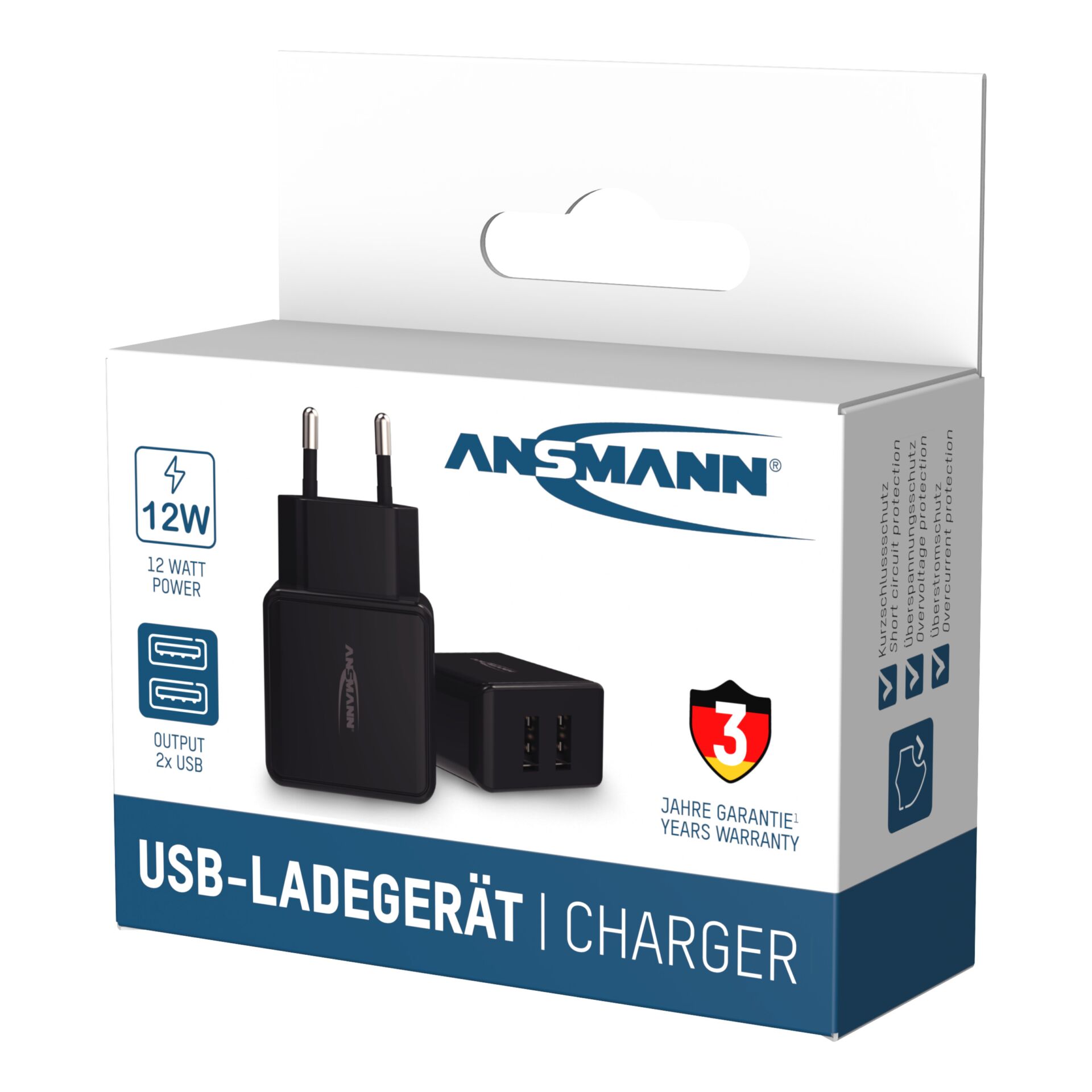 Ansmann Home Charger HC212 2xUSB 2400mA schwarz