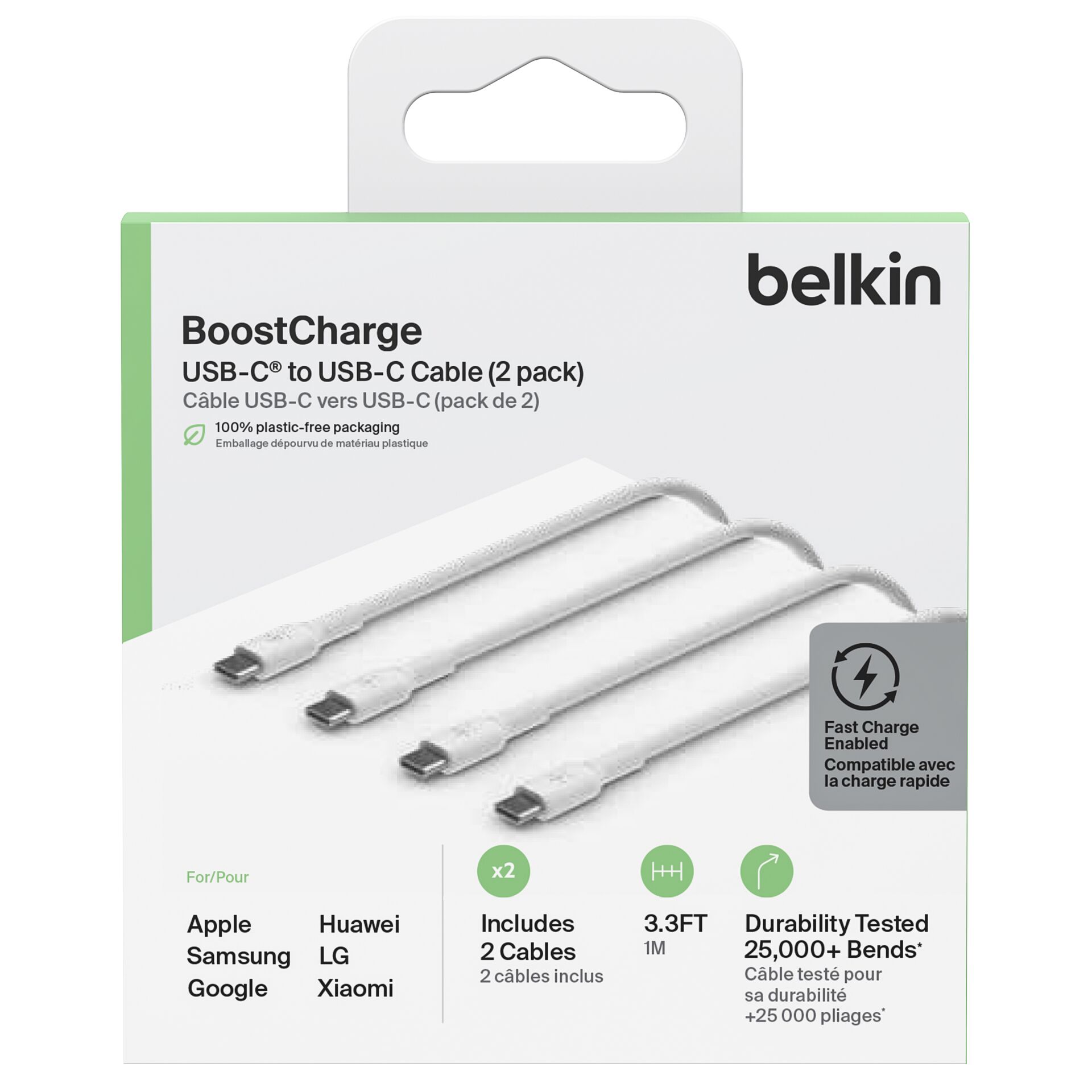 1x2 Belkin USB-C/USB-C 2.0 PVC 1m, Doppelp.weiß CAB003bt1MWH2PK 817721_02