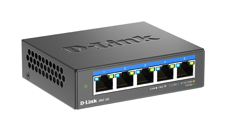 D-Link DMS-105 5-Port Multi-Gigabit Unmanaged Switch – Ansicht 1