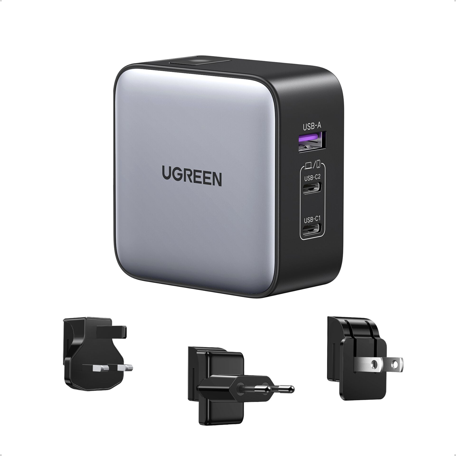 UGREEN USB-A+2*USB-C 65W GaN Worldwide Travel Fast Charger 784450_01