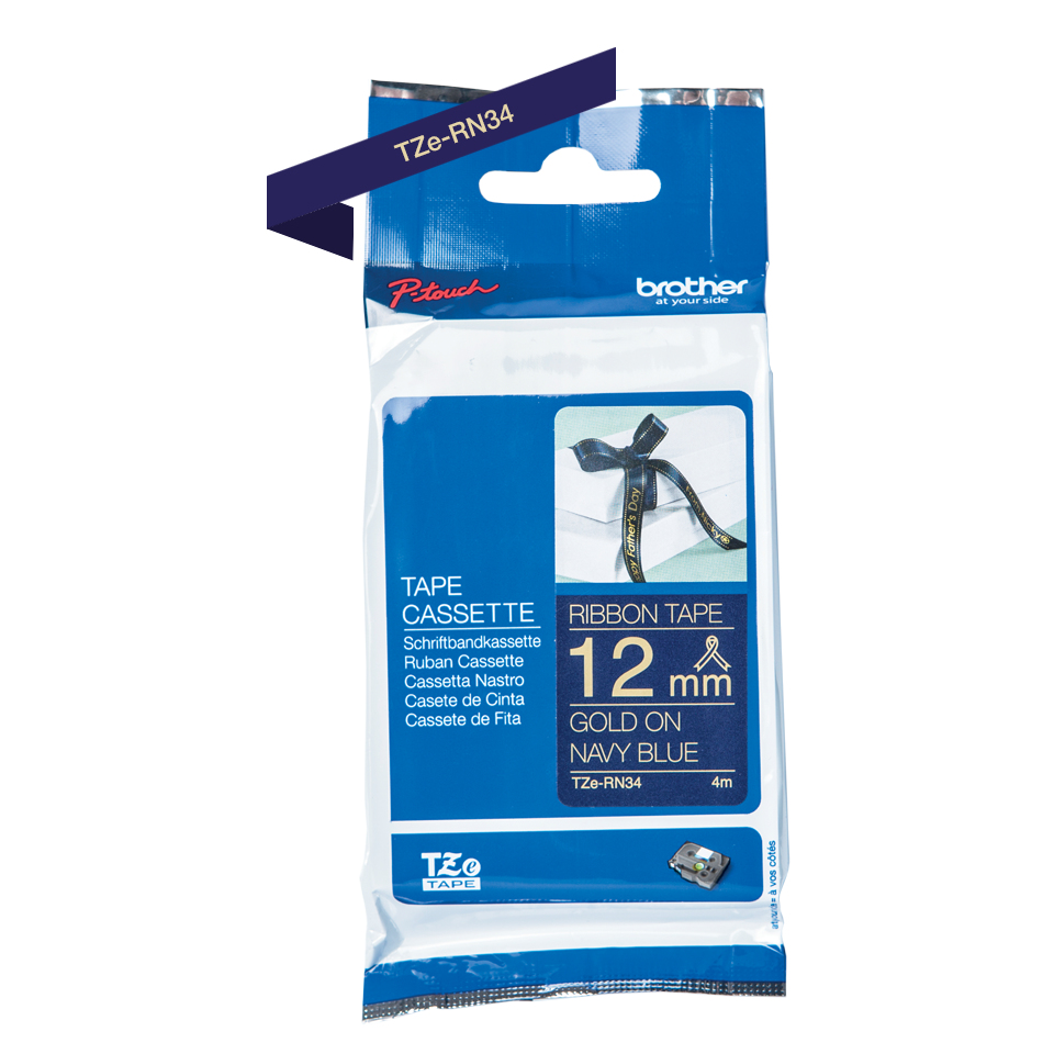 Brother TZE-RN34 Gold auf Marineblau TZe Etiketten erstellendes Band
