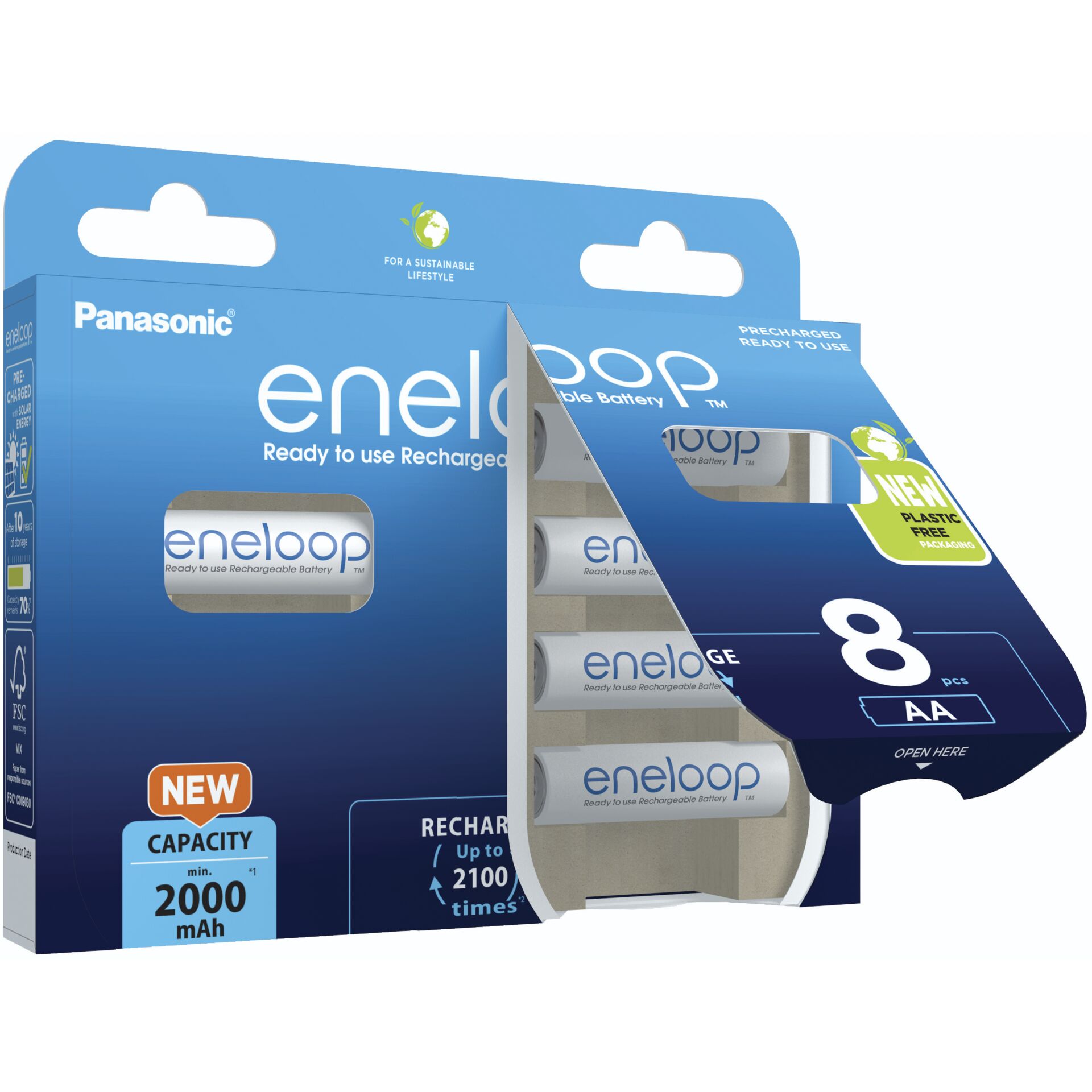 1x8 Panasonic Eneloop Mignon AA 2000mAh Ni-MH       BK-3MCDE/8BE