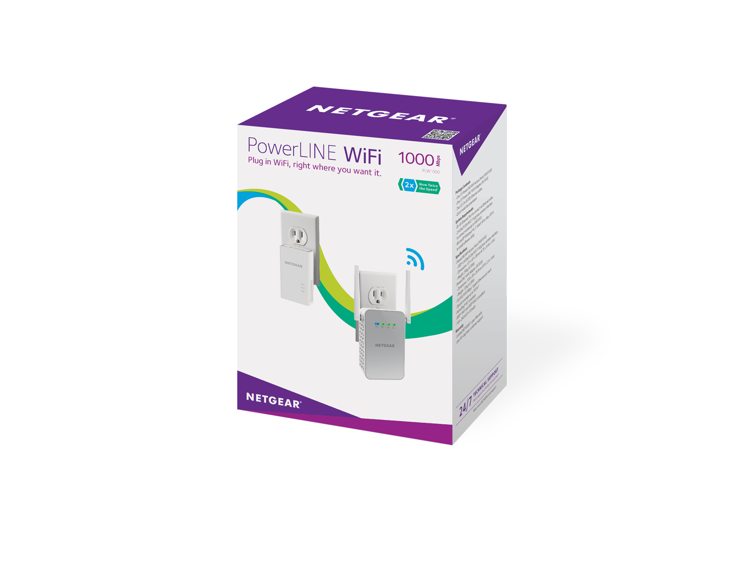 Netgear PowerLINE 1000 + WiFi Eingebauter Ethernet-Anschluss WLAN Weiß 2 Stück(e)