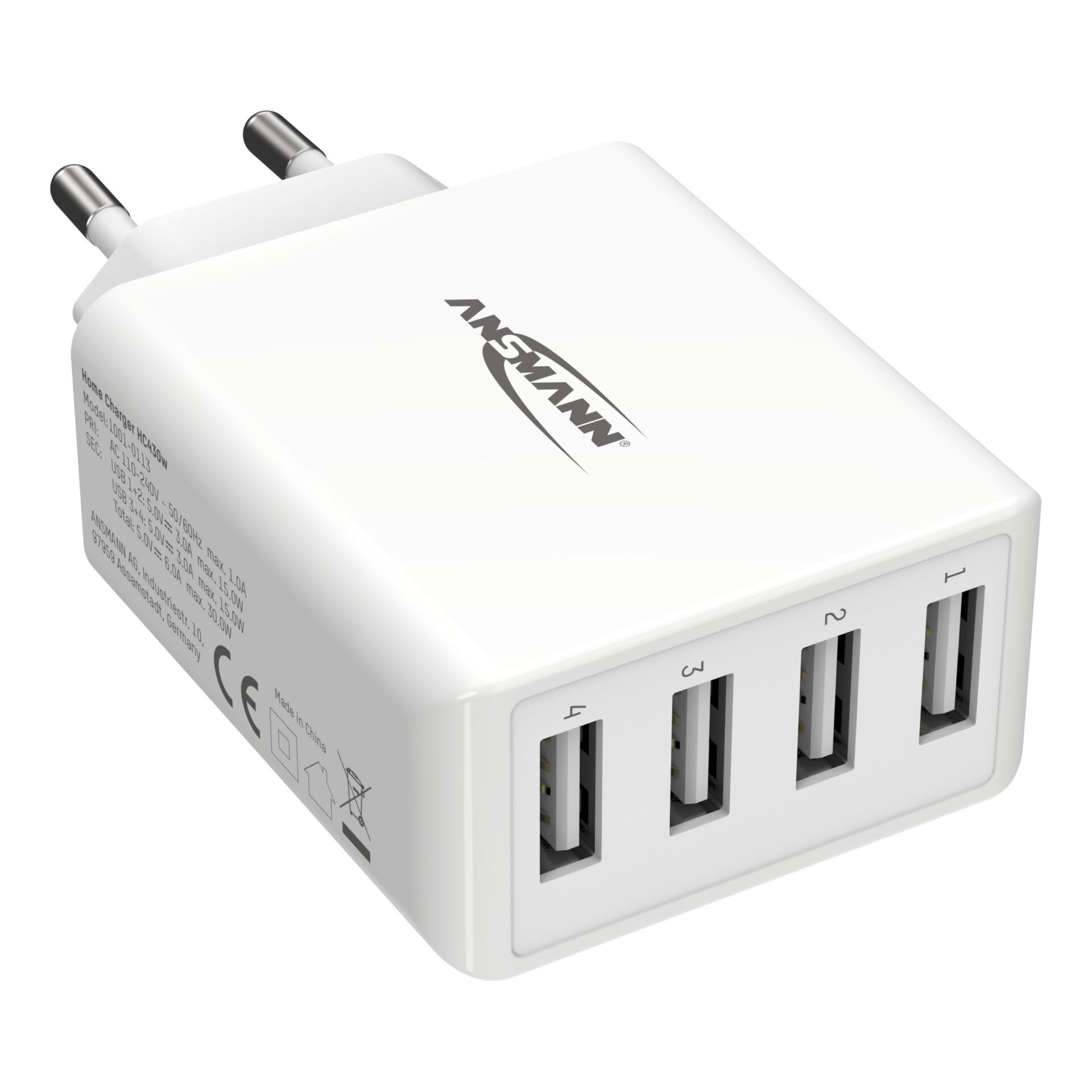 Ansmann Home Charger HC430 4xUSB 3000mA weiß