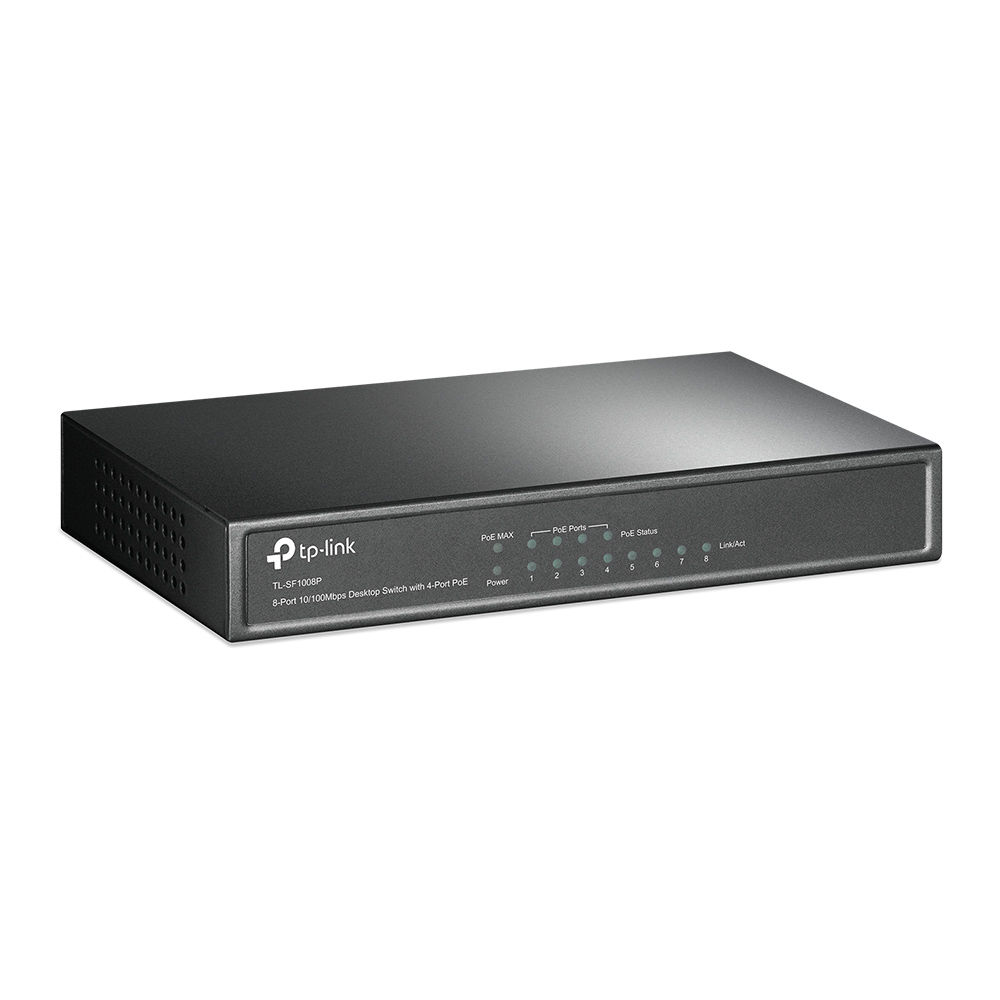 TP-LINK TL-SF1008P Unmanaged Fast Ethernet (10/100) Schwarz Power over Ethernet (PoE)