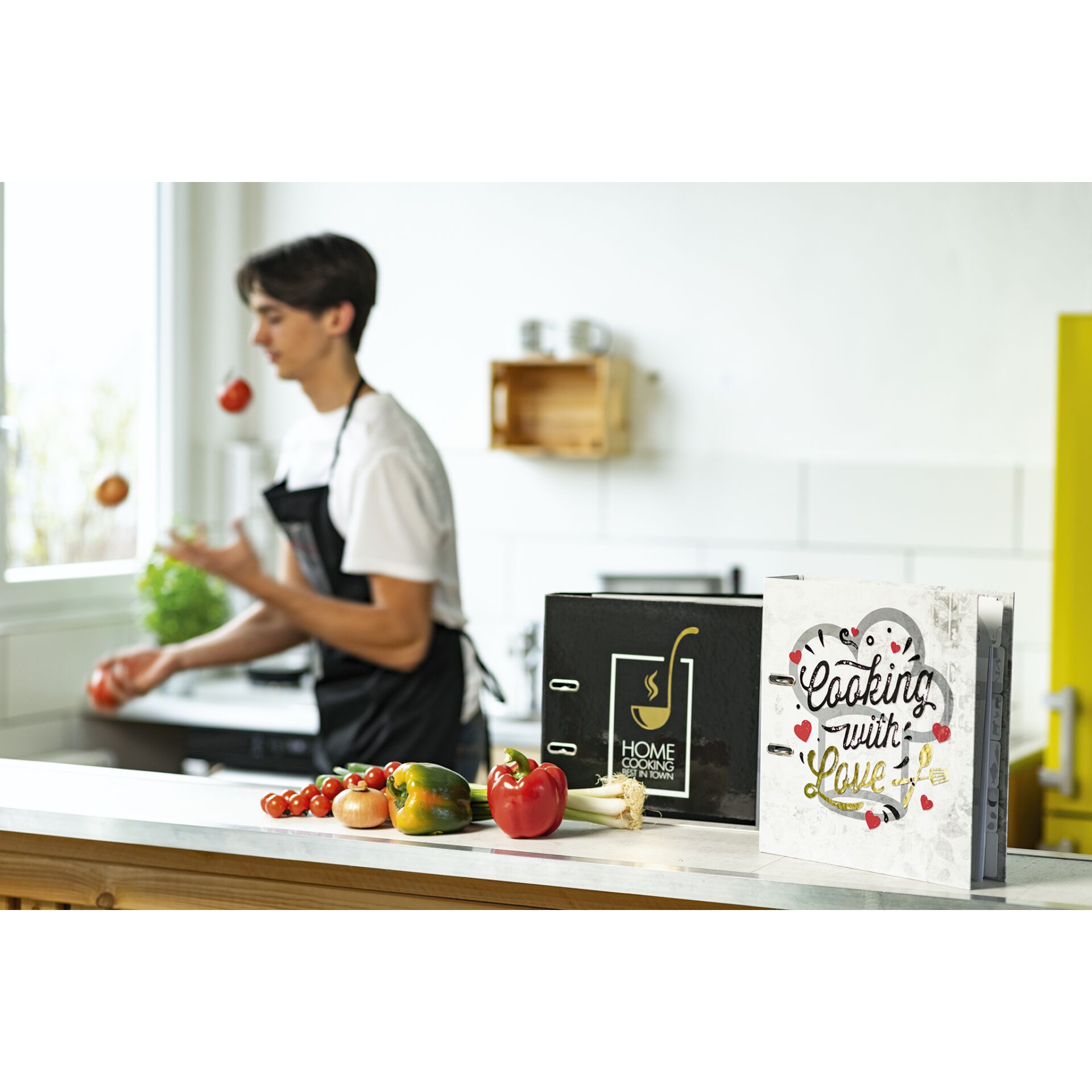 Herma Rezepte-Ordner schwarz Home Cooking DIN A4        19668