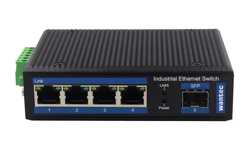 wantec Ind. PoE Fiber Ethernet Switch für Hutsch 4 Port+1 SFP