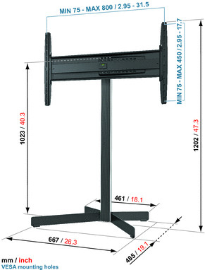 Vogel's EFF 8330 127 cm (50 Zoll) Tragbarer Flachbildschirm-Bodenständer Schwarz