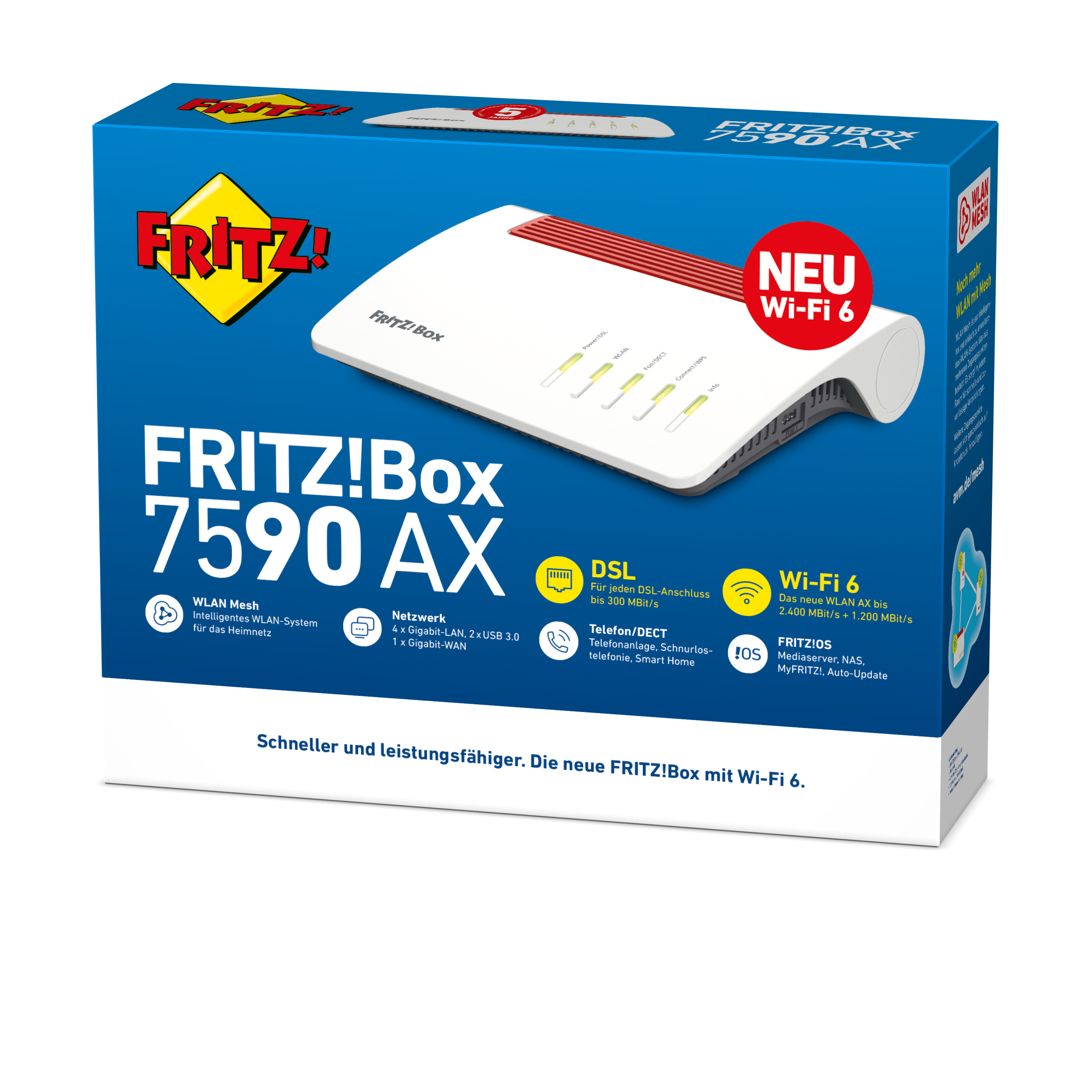 FRITZ!Box 7590 AX WLAN-Router Gigabit Ethernet Dual-Band (2,4 GHz/5 GHz) Weiß