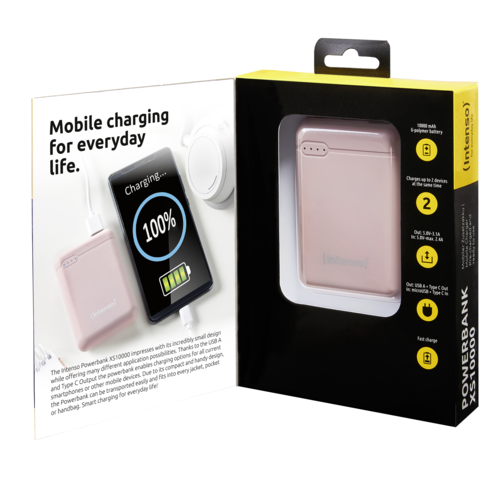 Intenso Powerbank XS10000 rosé 10000 mAh inkl. USB-A to Type-C