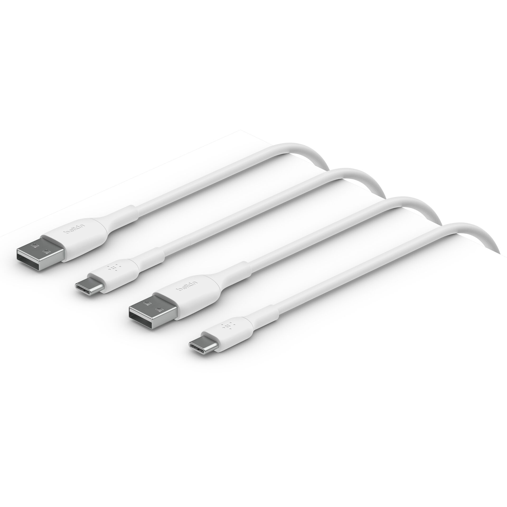 1x2 Belkin USB-C/USB-A PVC Kabel 1m, Doppelp.weiß CAB001bt1MWH2PK