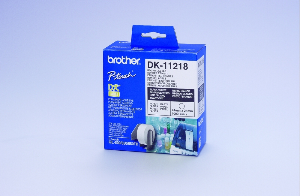 Brother DK-11218 Round Labels Weiß DK