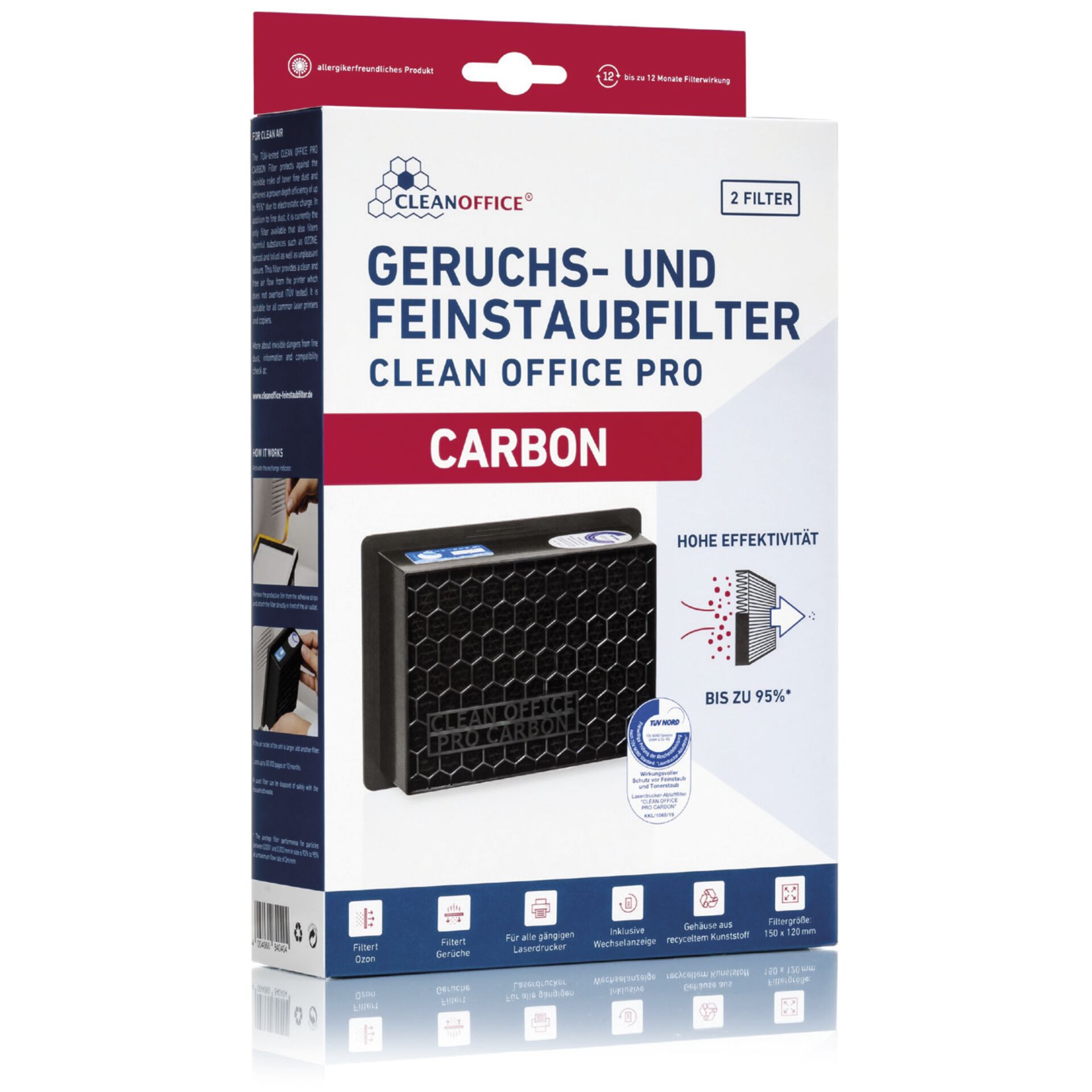 1x2 Clean Office Pro Carbon Feinstaubfilter 150 x 120 mm 817476_00