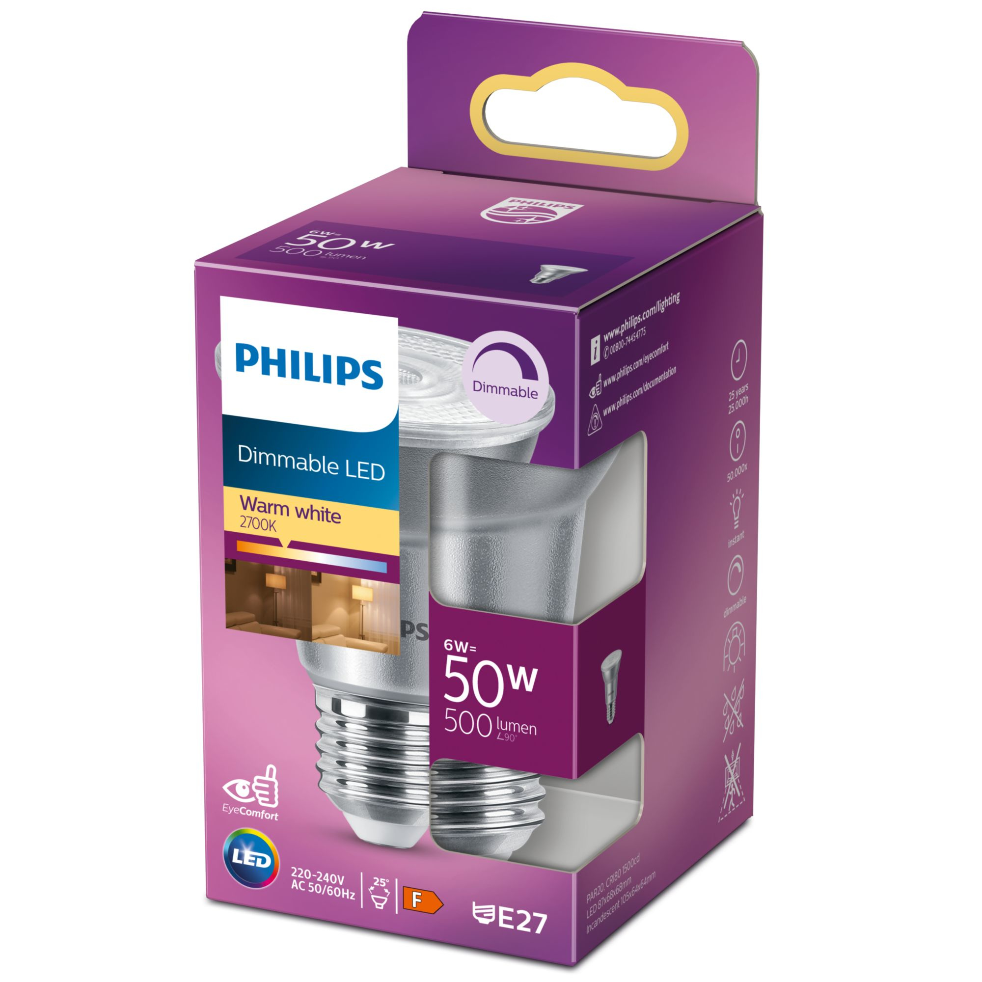 Philips LEDclassic Lampe 50W E27 warmweiß Reflektor dimmbar 80155126_2461796412