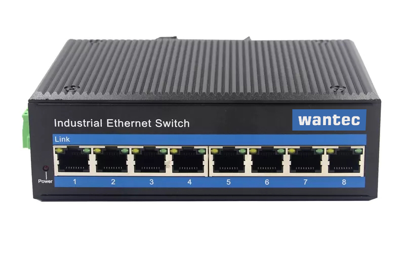 wantec Industrial PoE Ethernet Switch für Hutschiene 8-Port
