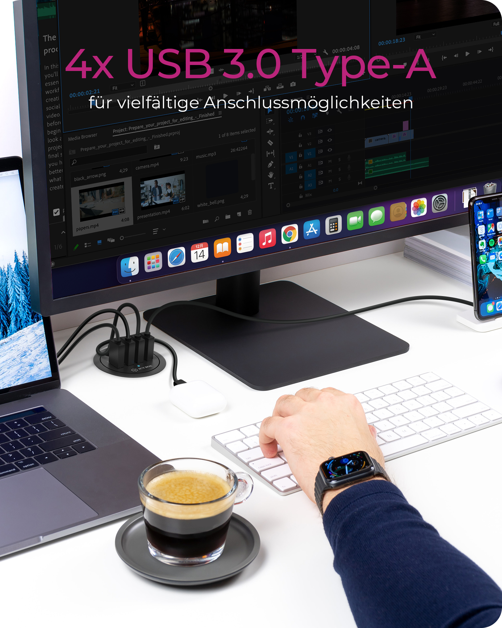 ICY BOX IB-HUB1403 Tisch-Hub 4x USB 3.0 Type-A – Ansicht 4