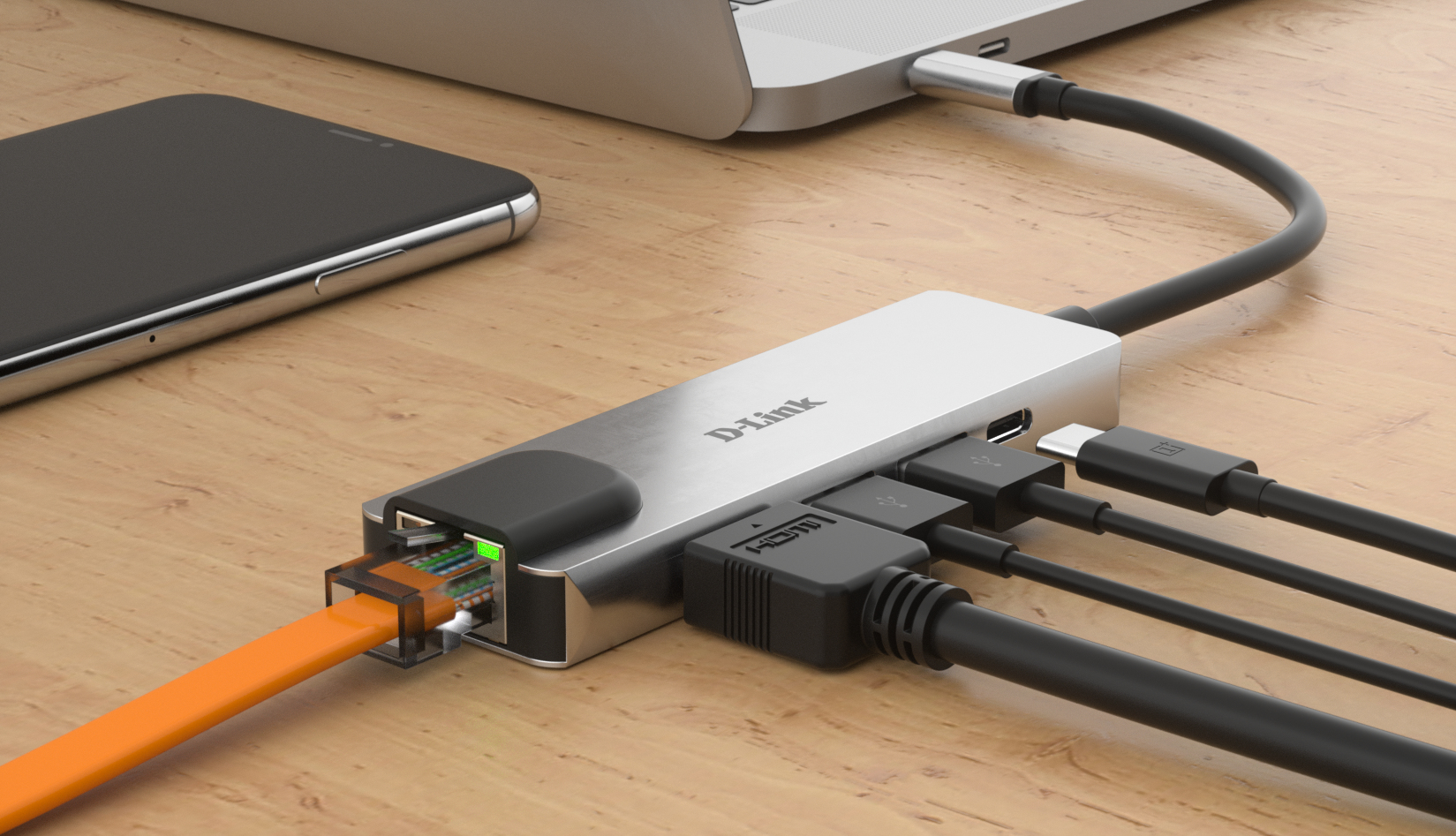 D-Link DUB-M520 Notebook-Dockingstation & Portreplikator Verkabelt Thunderbolt 3 Aluminium, Schwarz