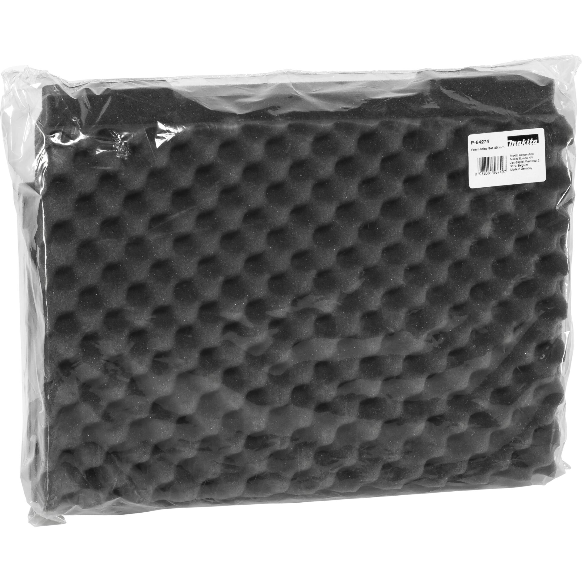 Schwarzer Akustikschaumstoff in Verpackung Verpackter schwarzer Schaumstoff mit Wellenmuster zur Schalldämmung