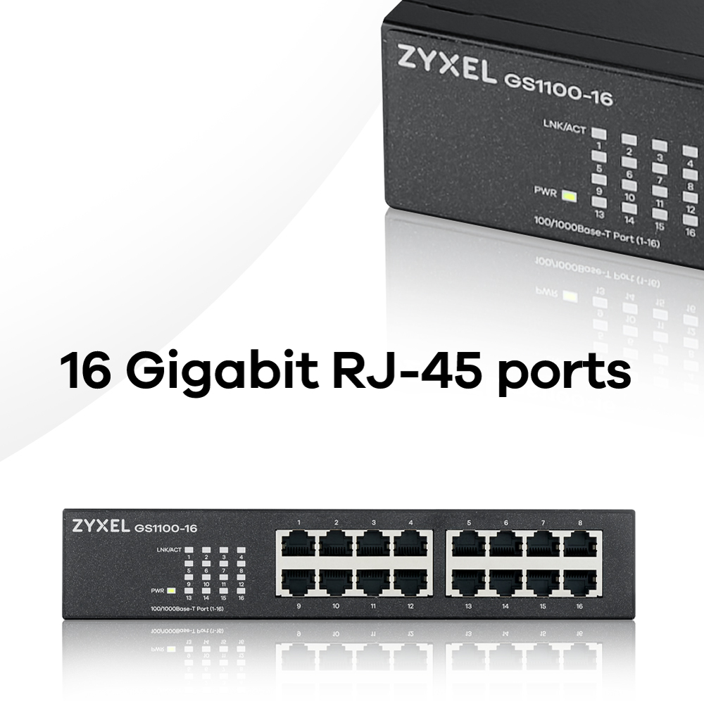 Zyxel GS1100-16 V3 - 16 Port Gigabit Unmanaged Switch 91029437_5375635787