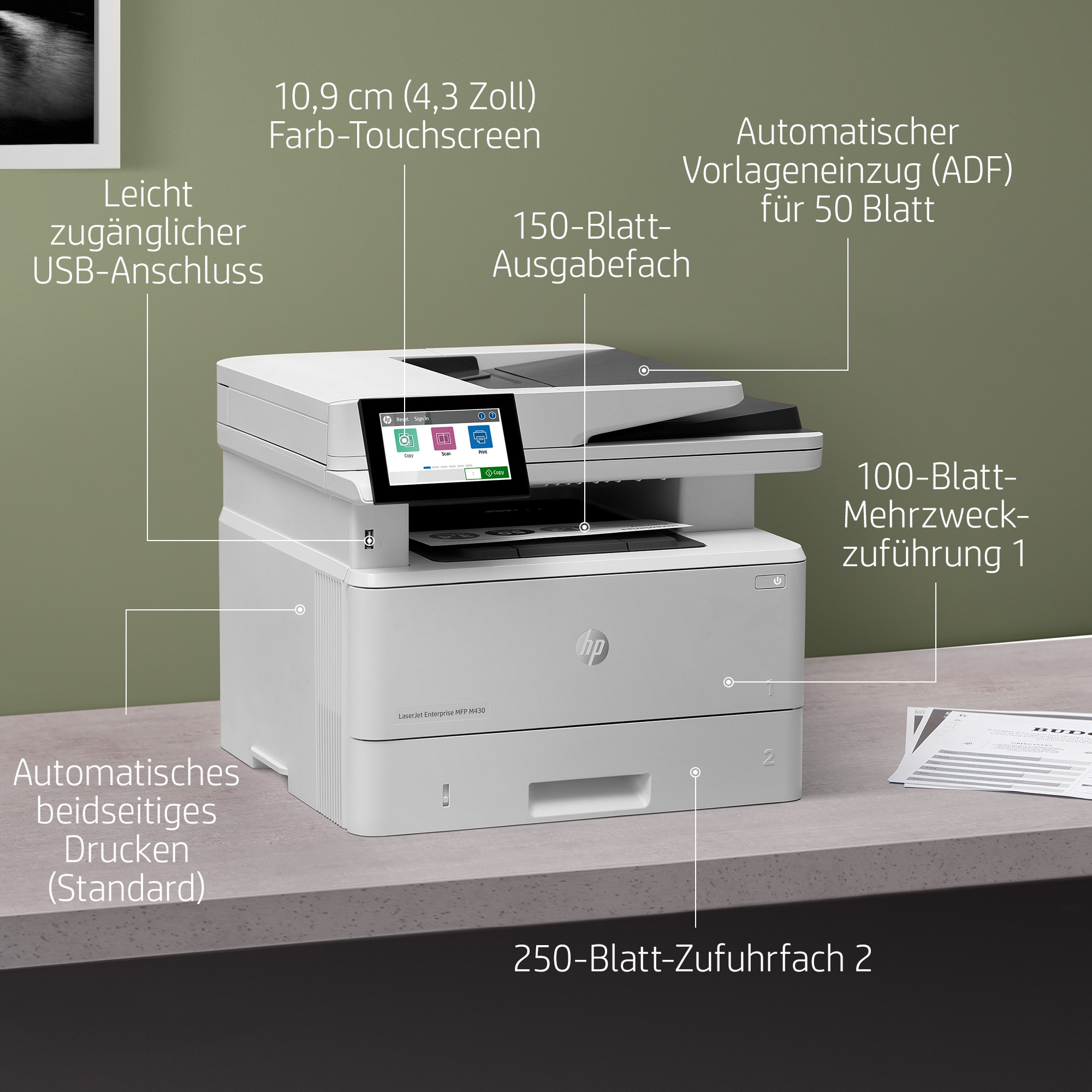 HP LaserJet Enterprise M430f 4in1 Mulfifunktionsdrucker 87234983_8991651030