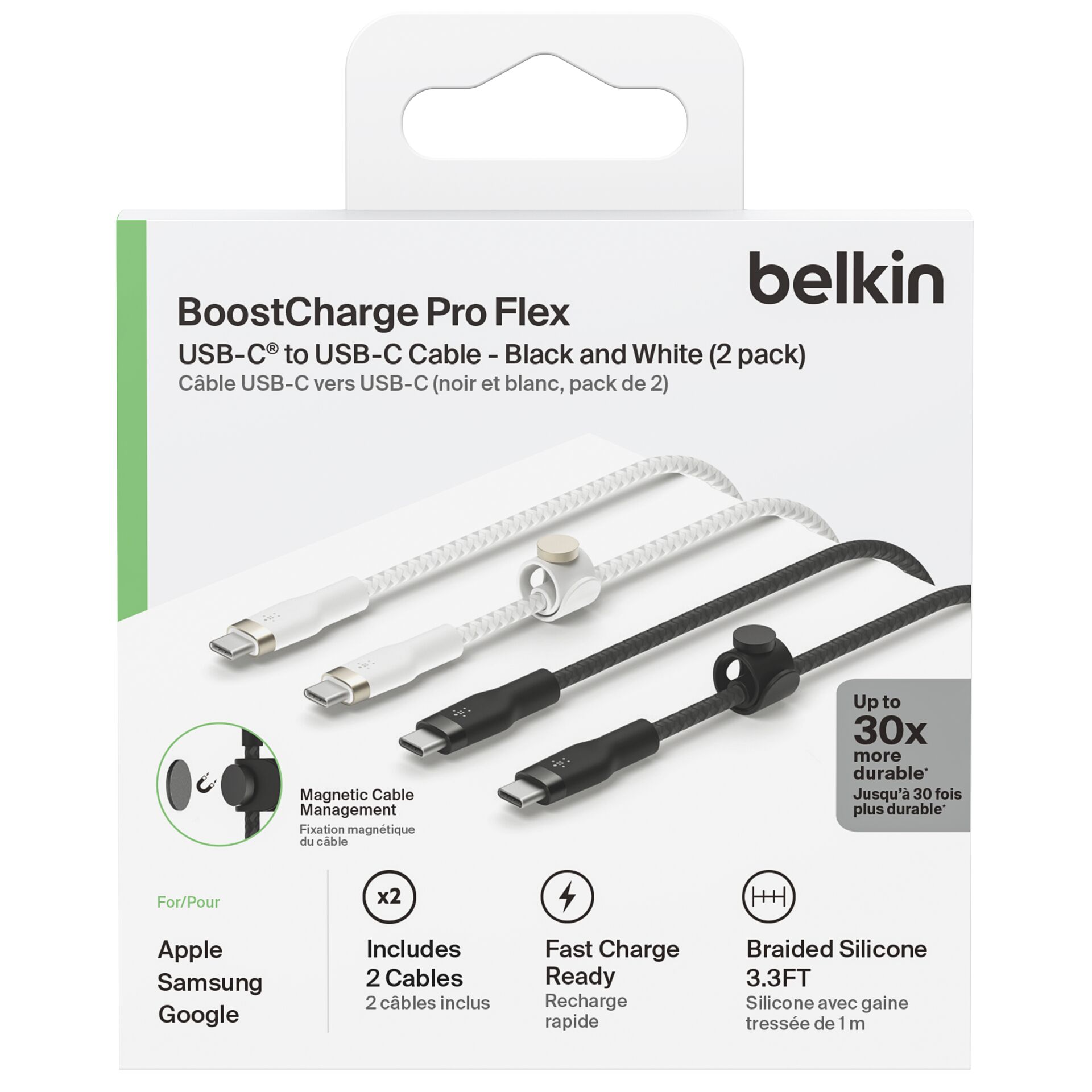 1x2 Belkin PRO Flex-gefl.Sil. 1m USB-C/USB-C s+w  CAB011bt1MBW2PK 817749_02
