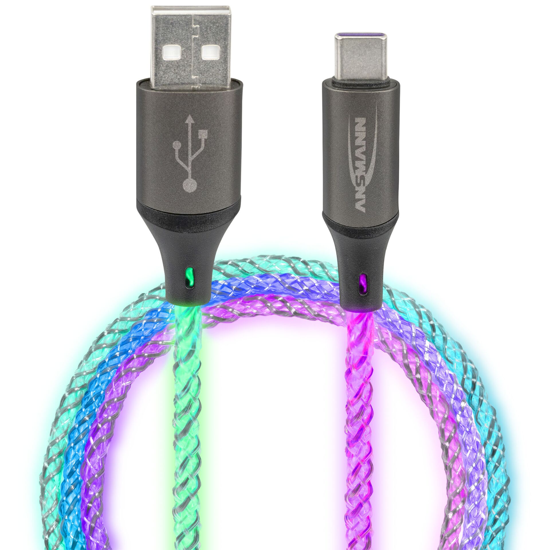 Ansmann USB-A / USB-C Kabel mit LED Beleuchtung 100cm  1700-0158