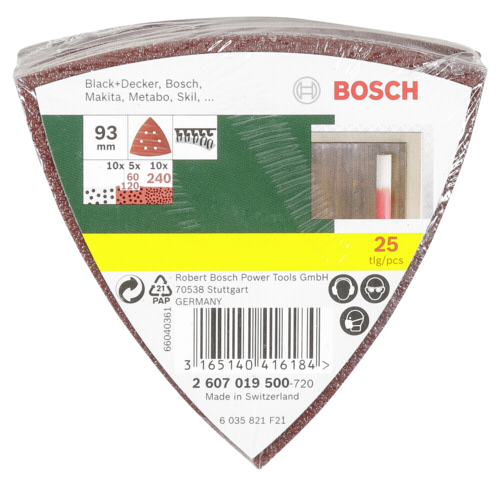 Bosch 25 Schleifblätter für Deltaschleifer Körnung 60/120/24