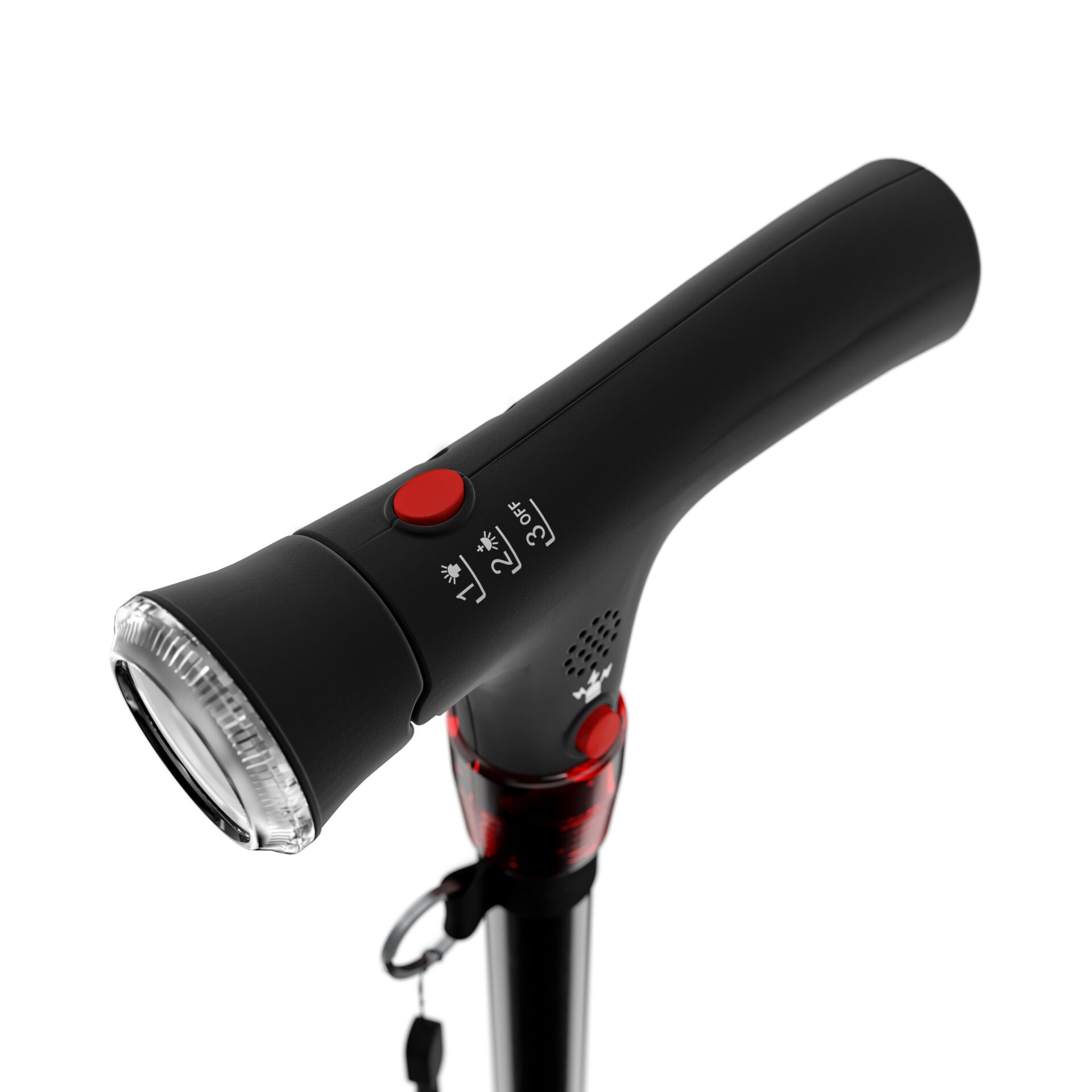 Ergonomischer Walkingstock mit LED-Licht, rotem Knopf und einstellbaren Modi