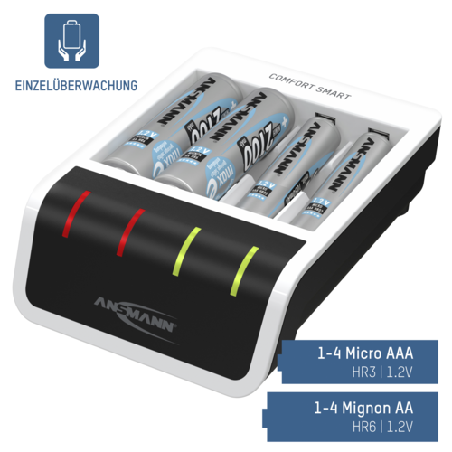 Ansmann Comfort Smart Ladegerät inkl. 4 AA Mignon Akkus 2100mAh