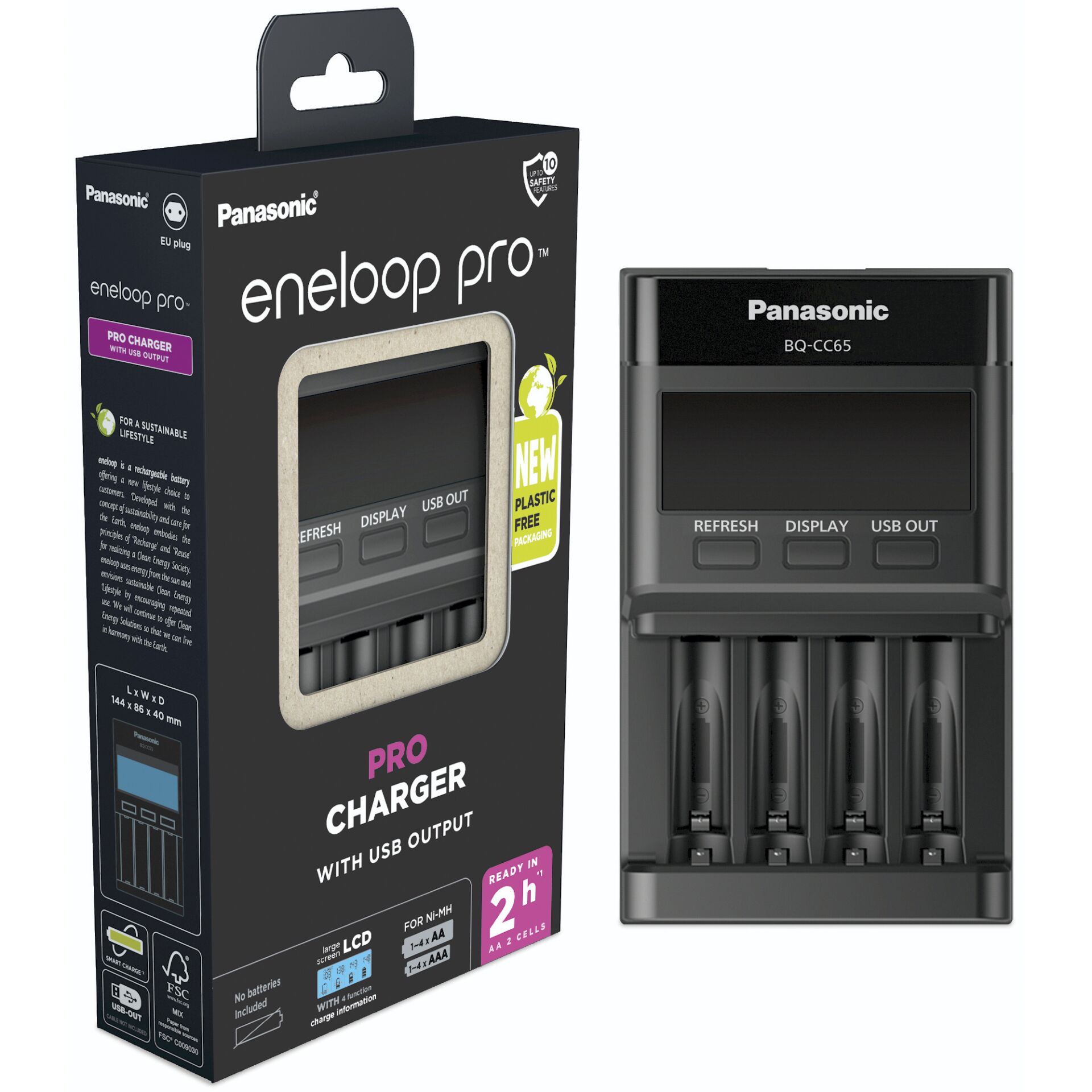 Pansonic Eneloop LCD PRO Charger BQ-CC65 ERP ohne Akkus