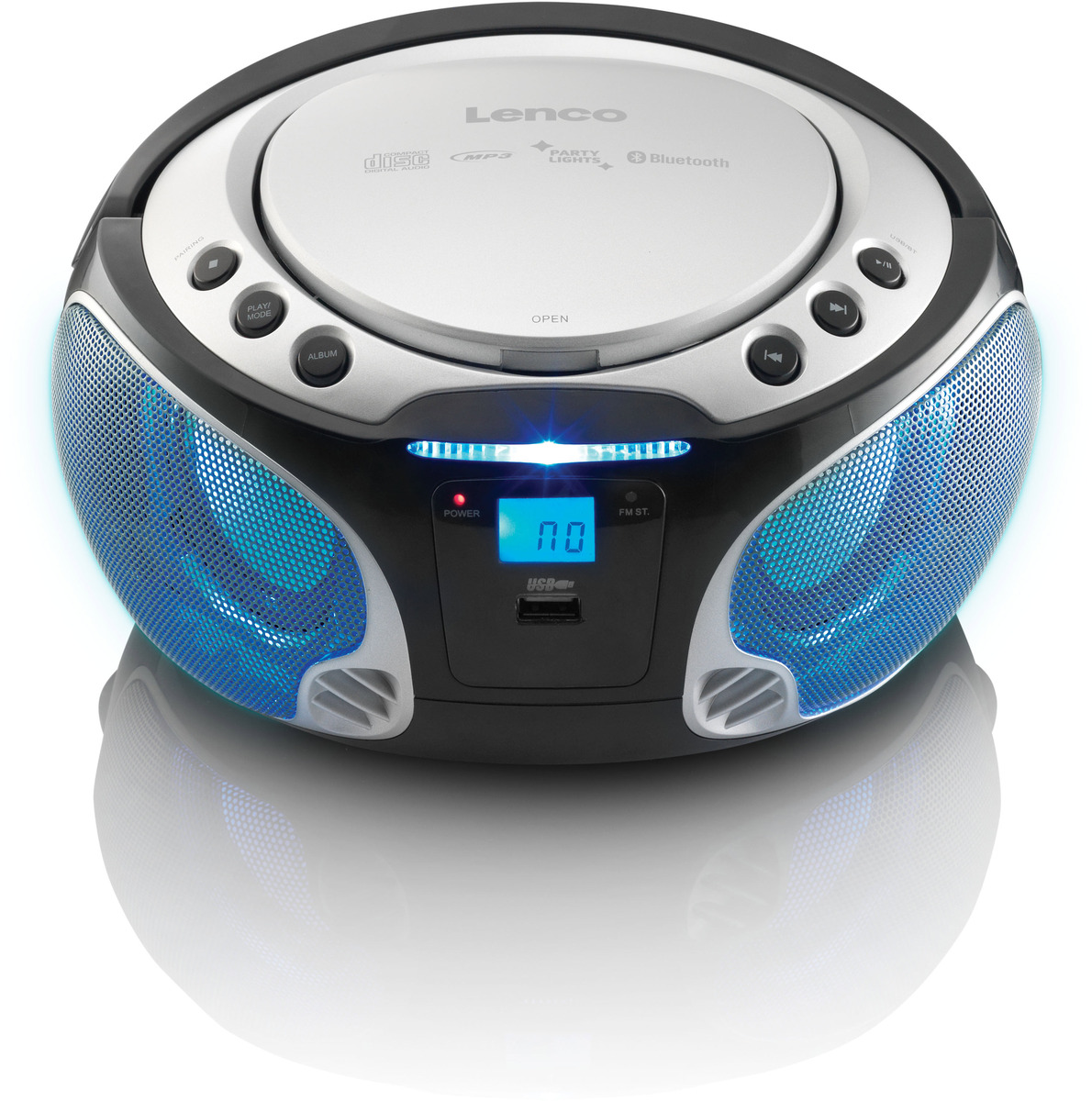Lenco SCD-550SI CD-Radio m. MP3, USB, BT, Lichteffekt -Silber-