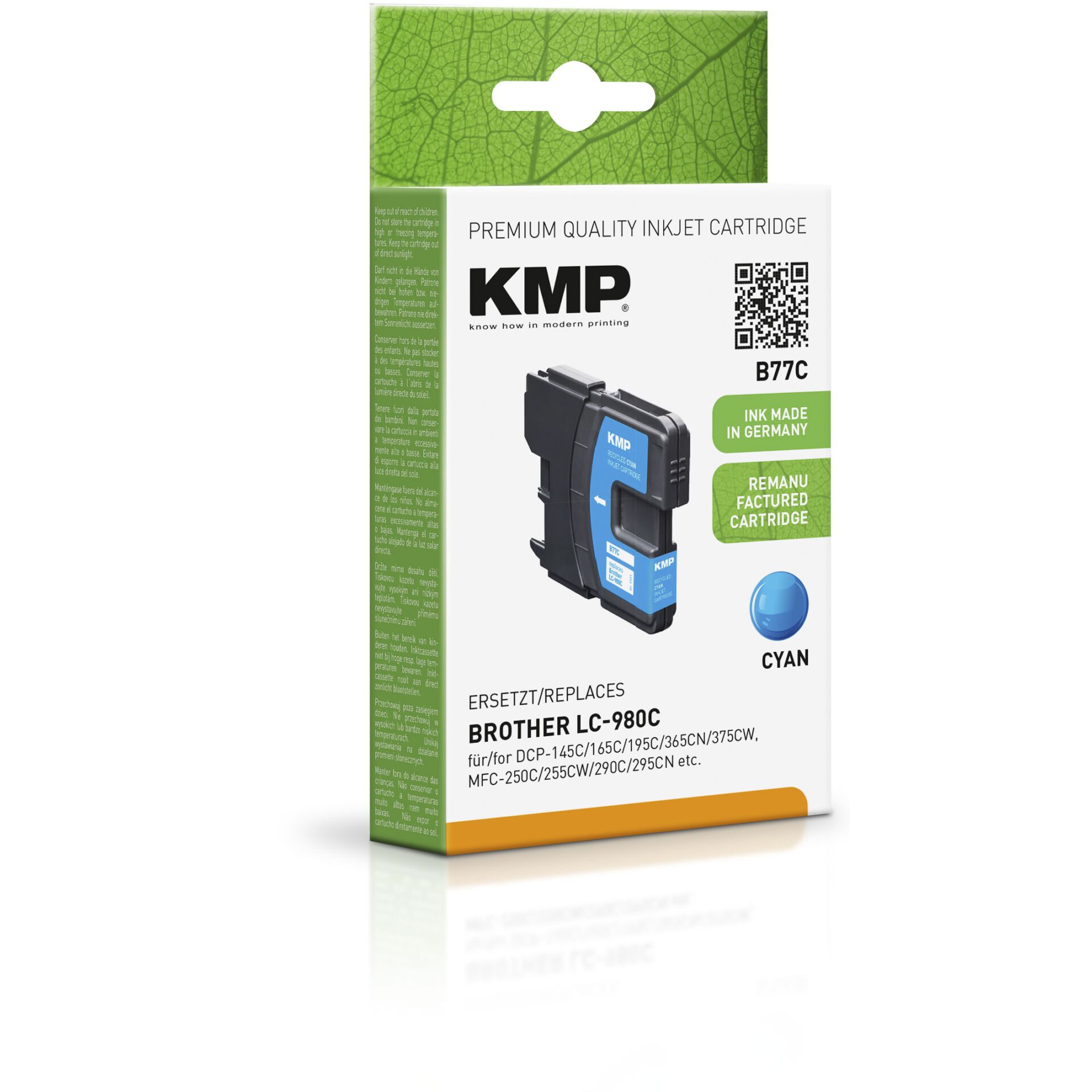 KMP B77C Tintenpatrone cyan kompatibel mit Brother LC-980 C 577320_01