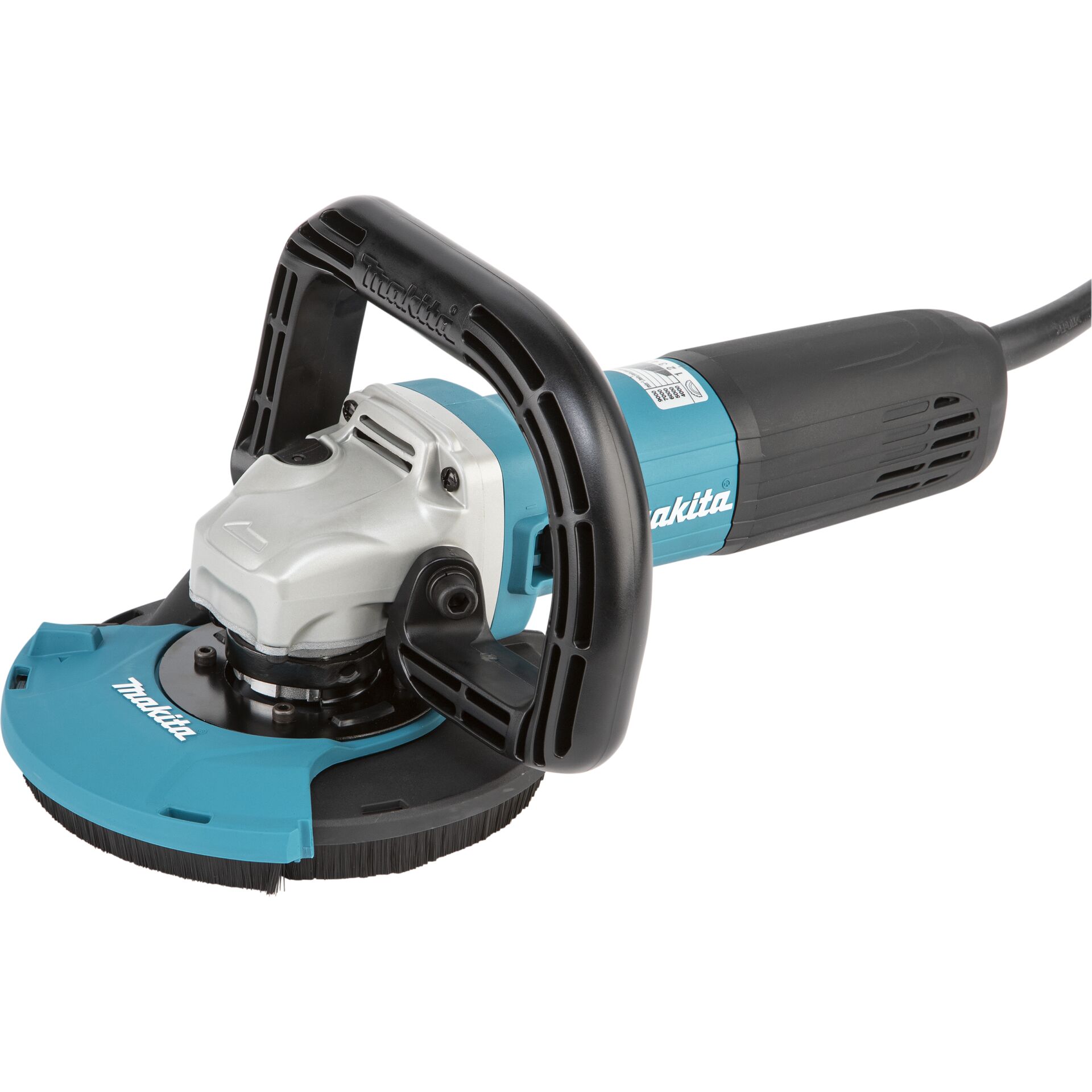 Nahaufnahme eines Makita Winkelschleifers in Blau und Schwarz