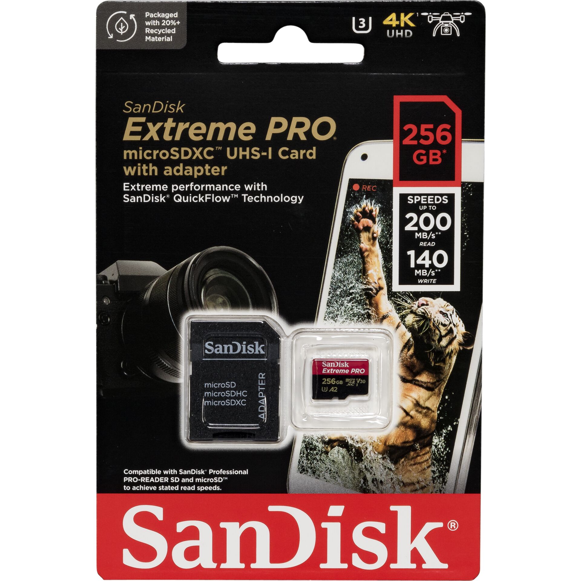 SanDisk microSDXC          256GB Extreme Pro A2 C10 V30 UHS-I U3