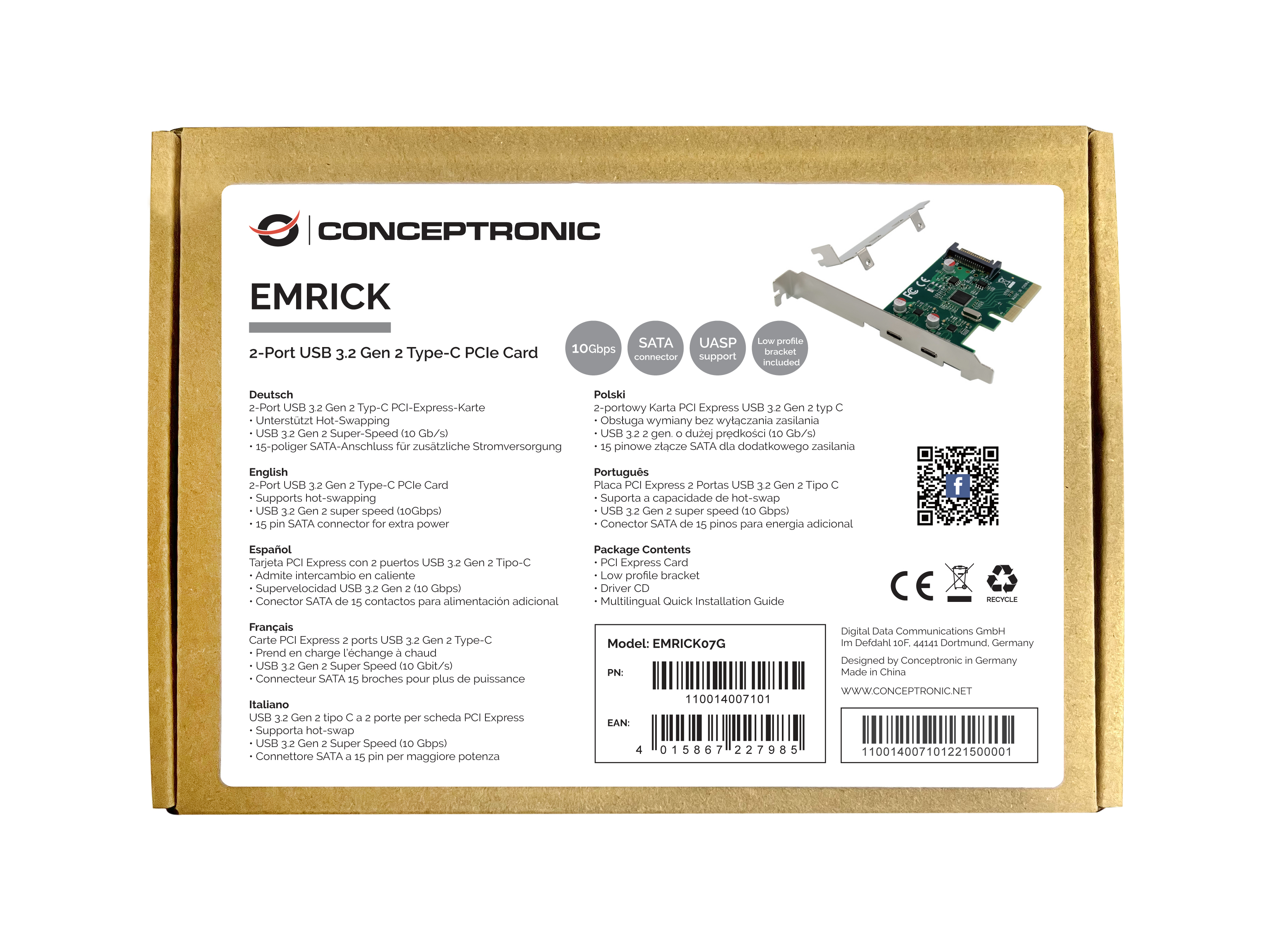 Conceptronic EMRICK07G 2-Port USB 3.2 Gen 2 Typ-C PCIe 99595257_5099681278