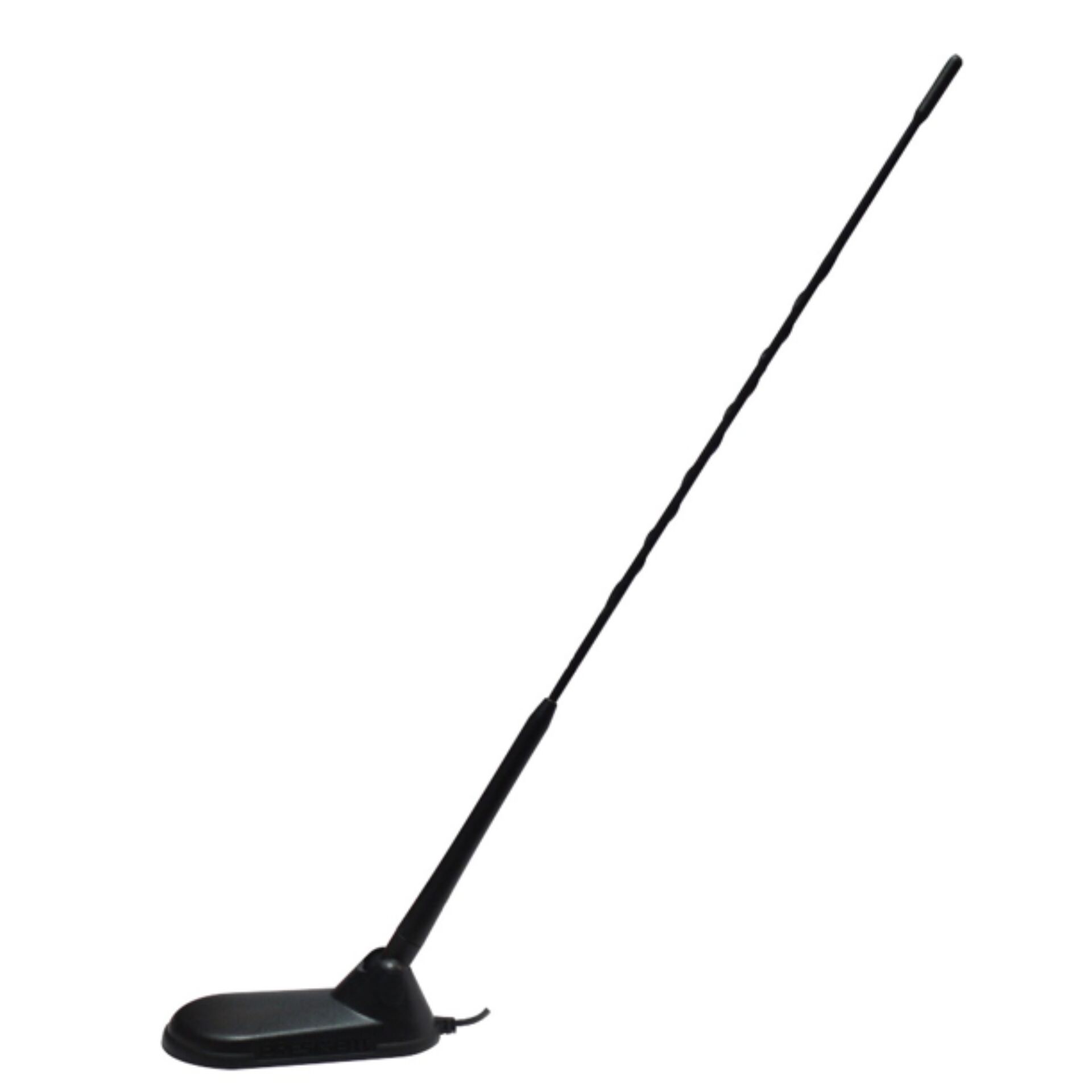 Schwarze Autoantenne mit langem Stab und Basisstation