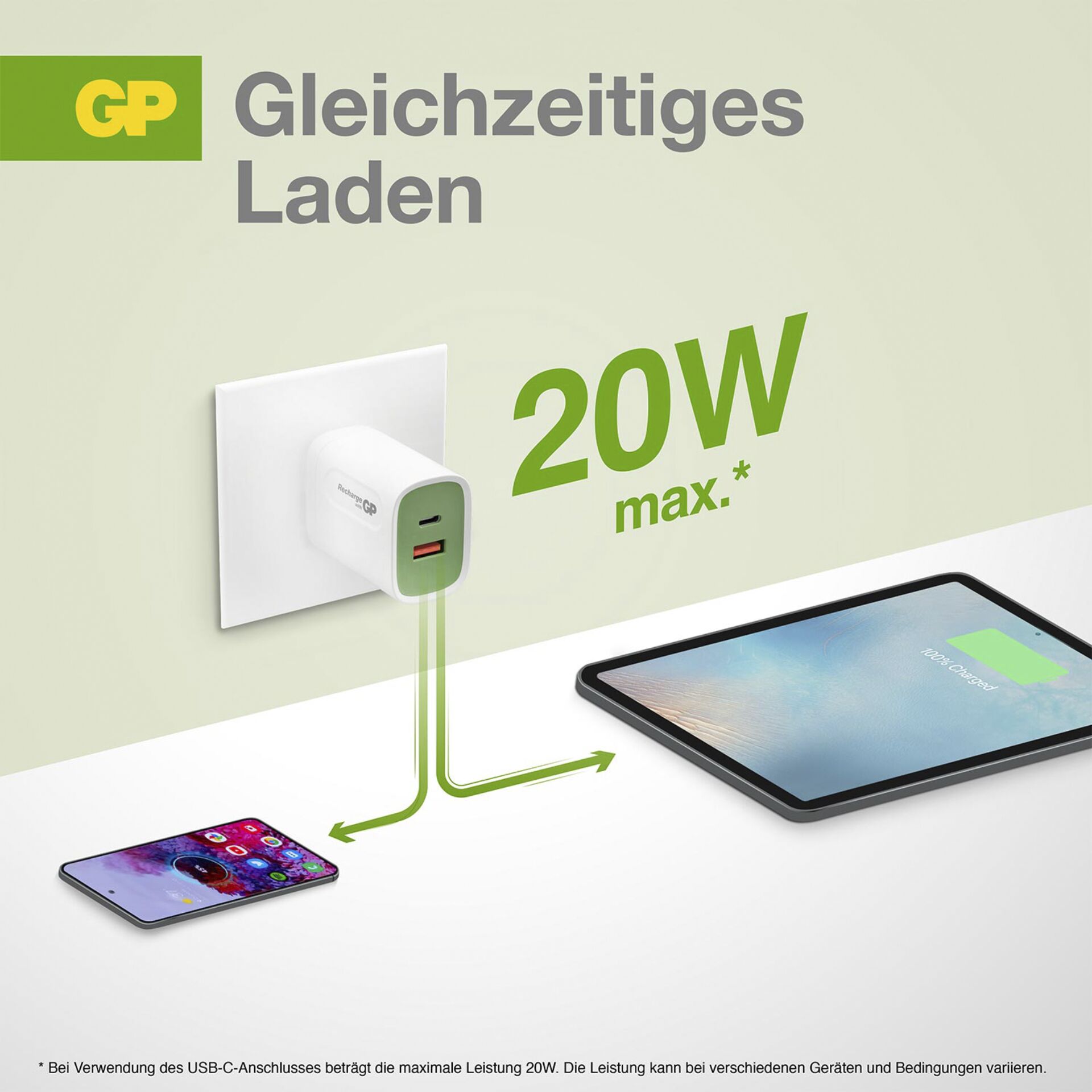 GP 20W USB-A & USB-C Ladestecker inkl. Adapter für EU,CN und UK