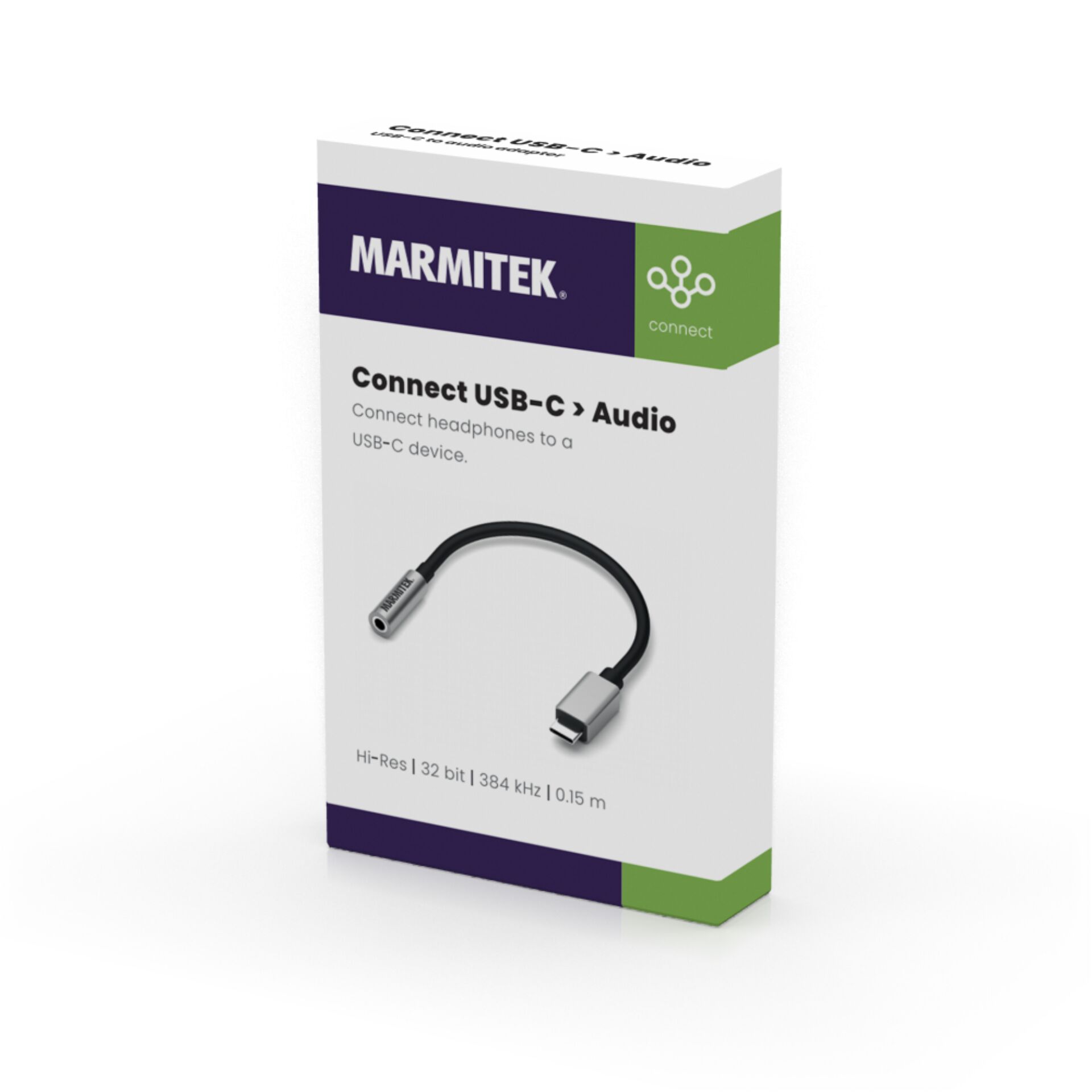Marmitek 08374 Handykabel Schwarz, Silber 0,15 m USB C 3.5mm 674186_01
