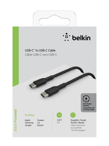 Belkin USB-C/USB-C Kabel      1m ummantelt, schwarz  CAB004bt1MBK