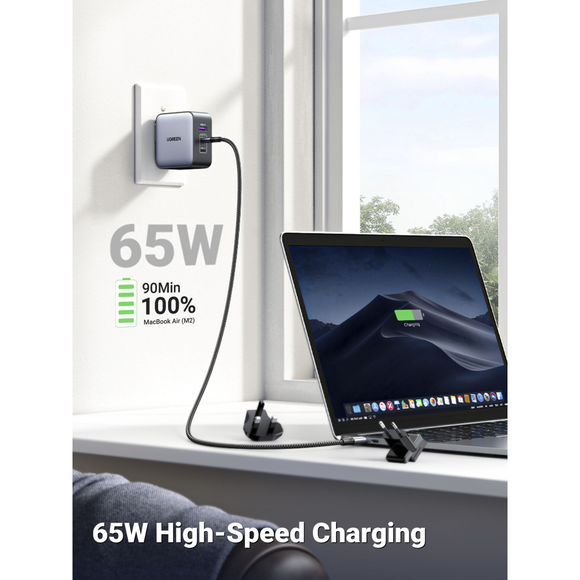 UGREEN USB-A+2*USB-C 65W GaN Worldwide Travel Fast Charger 784450_02