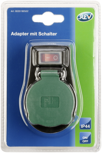 REV Adapter mit Schalter IP44 schwarz-grün