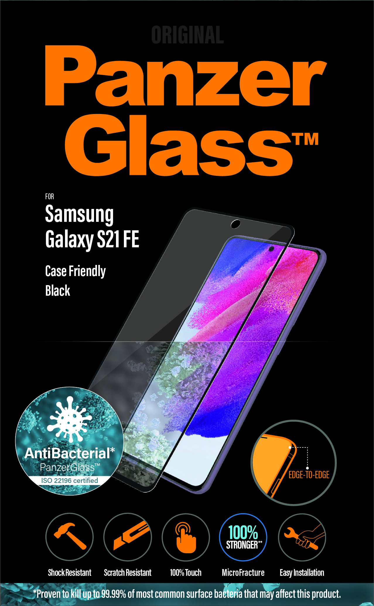 PanzerGlass E2E Curved Samsung Galaxy S21 FE CF, Antibakt. 91818425_6041724925