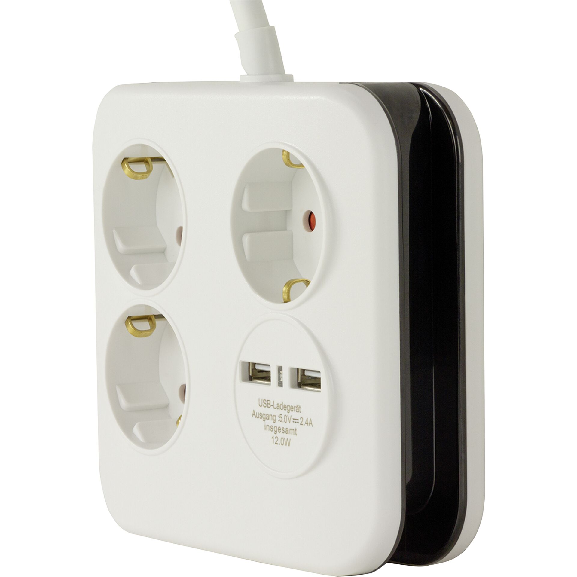 REV PowerQuad 3-fach Steckdosenleiste + 2x USB weiß