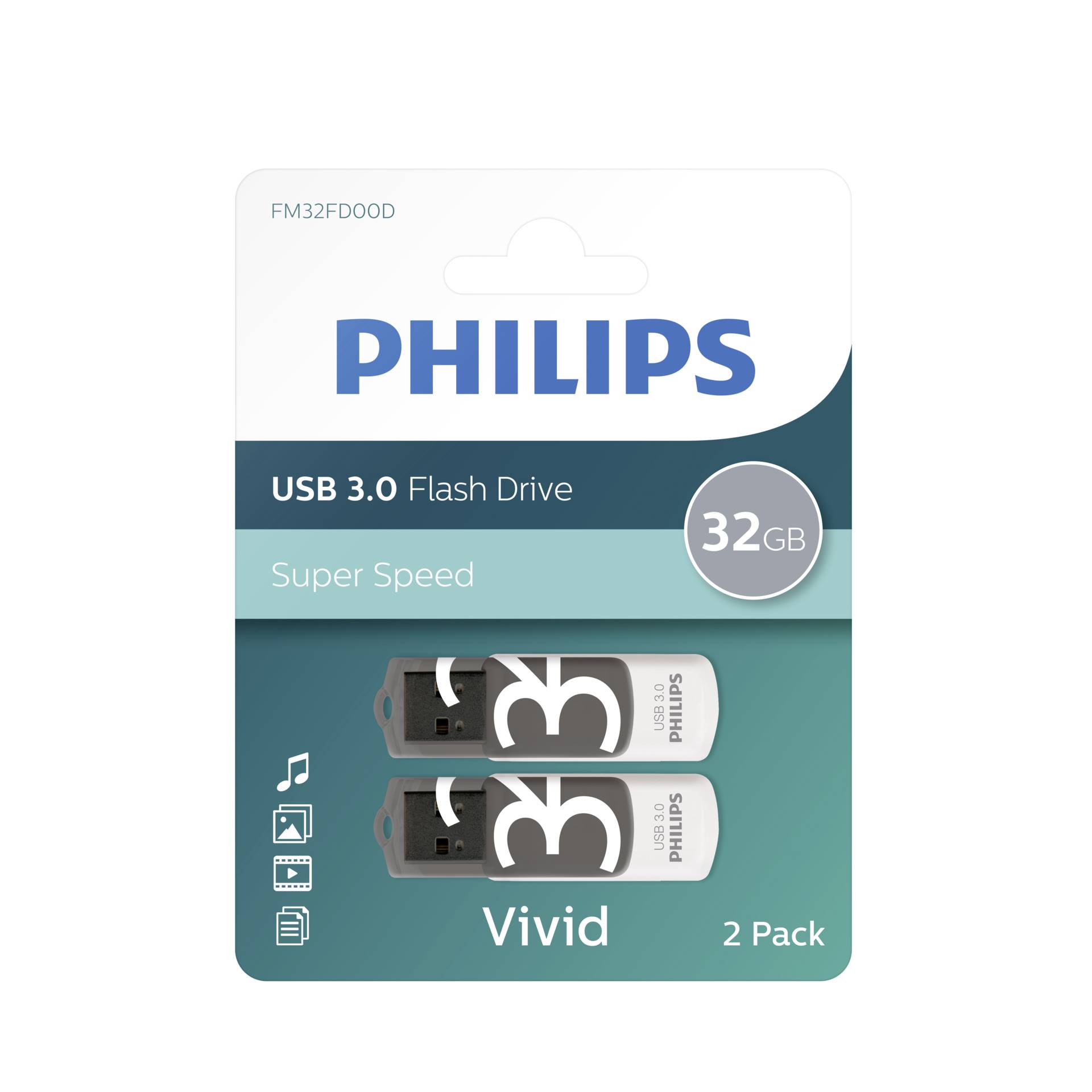 Philips USB 3.0 2-Pack      32GB Vivid Edition Shadow Grey 513312_02