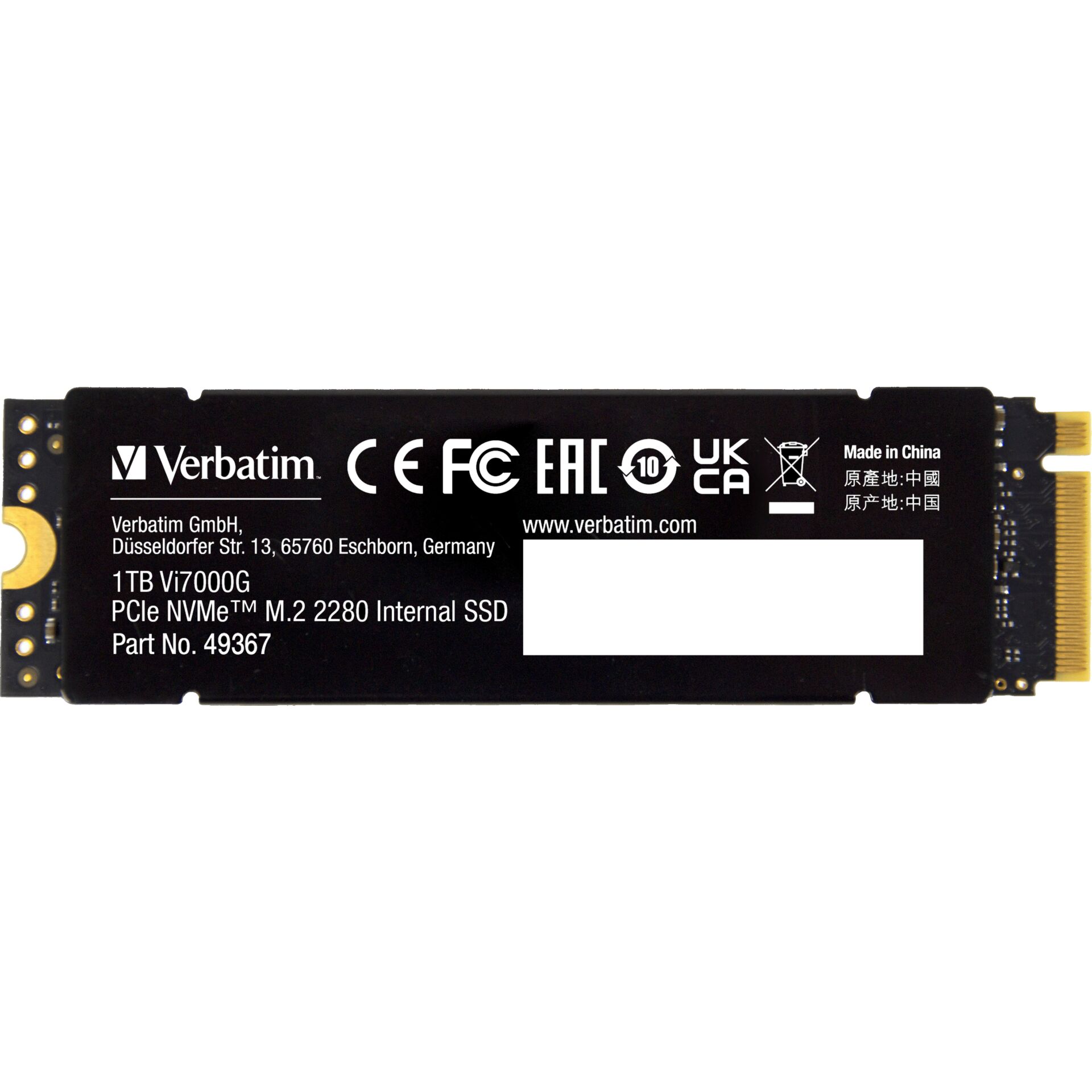 Verbatim Vi7000 PCle NVMe M.2 SSD 1TB                    49367