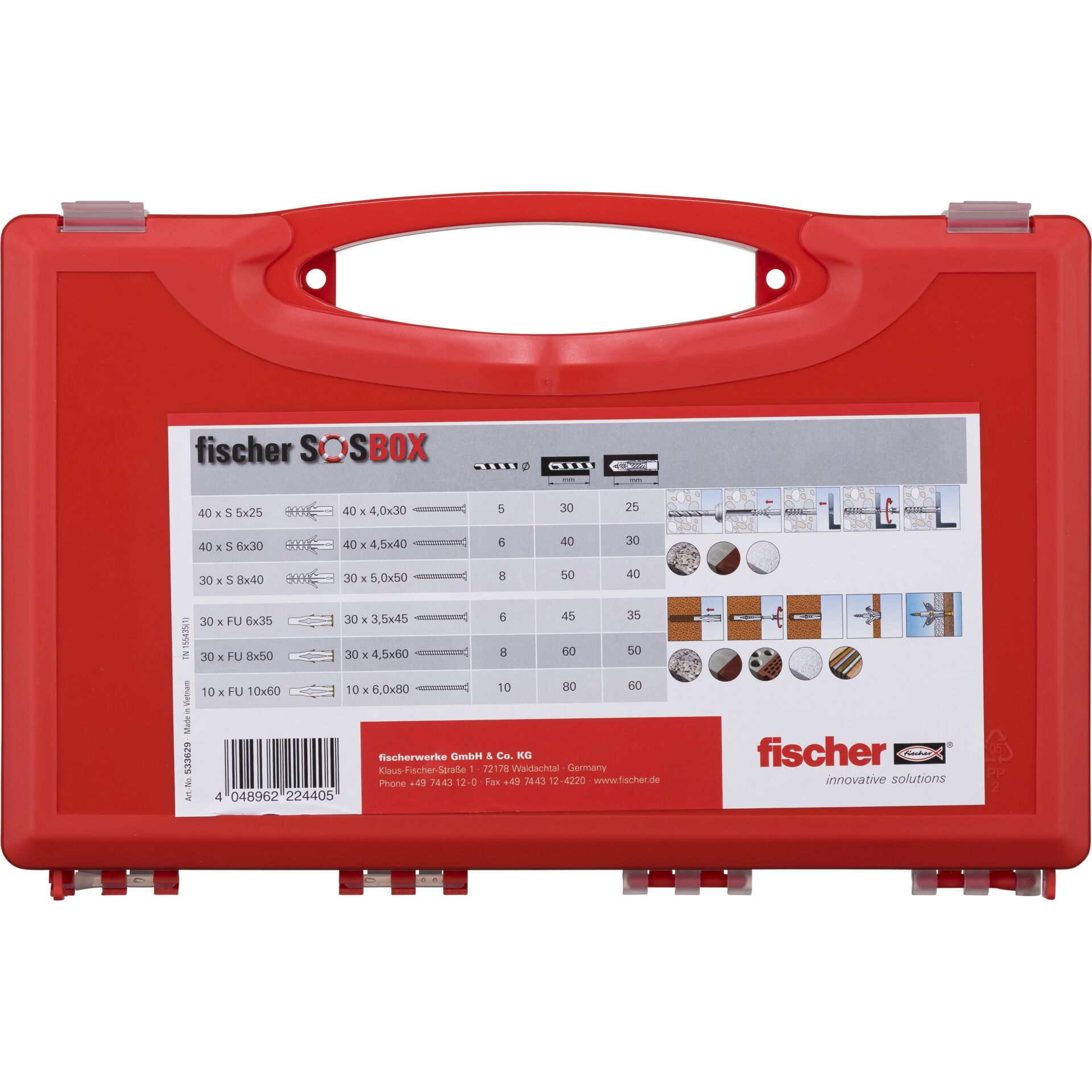 Fischer SOS-Box Dübel S/FU + Schrauben