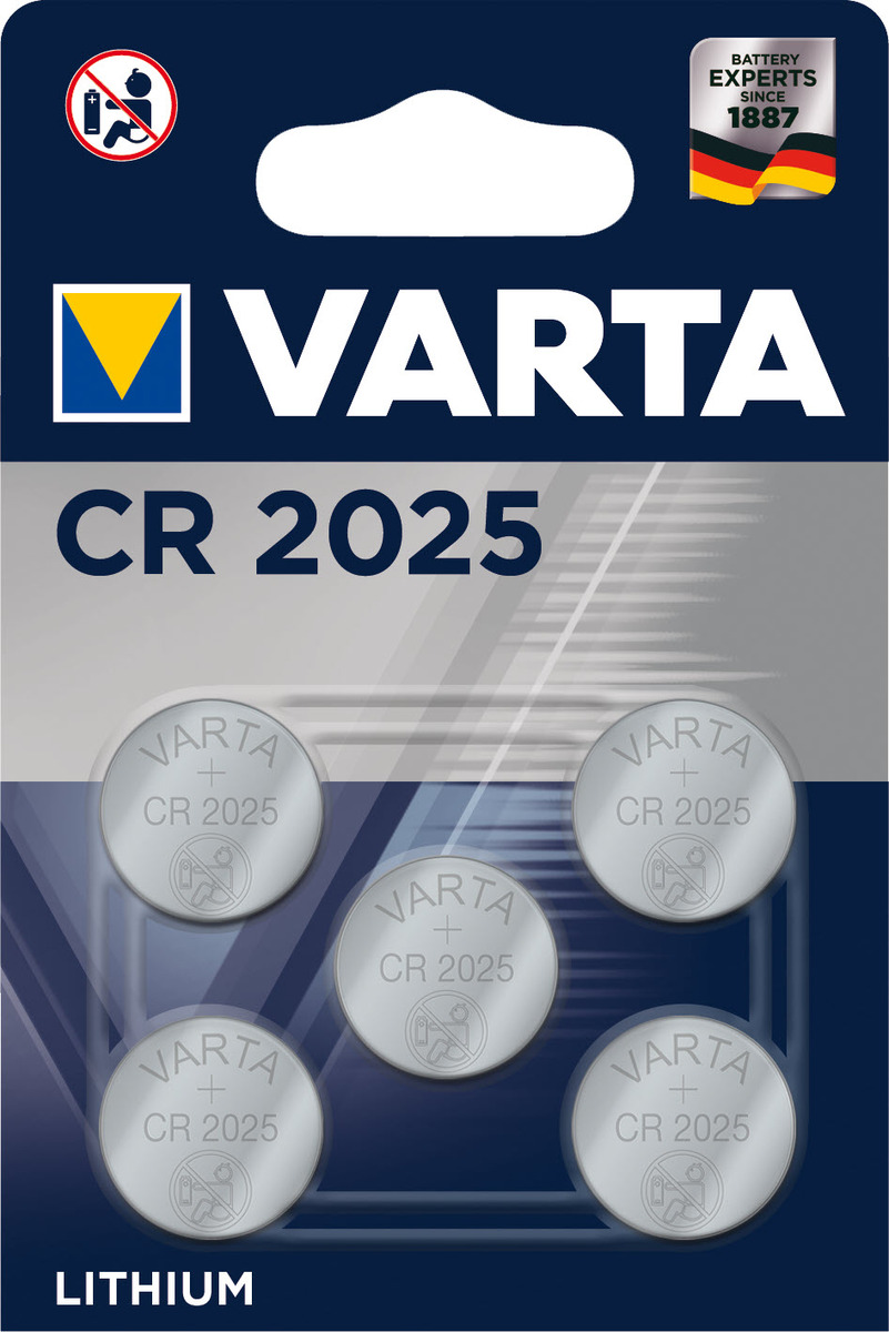 VARTA Knopfzellenbatterie Electronics CR2025 Lithium 5er-Pack 100000018239H