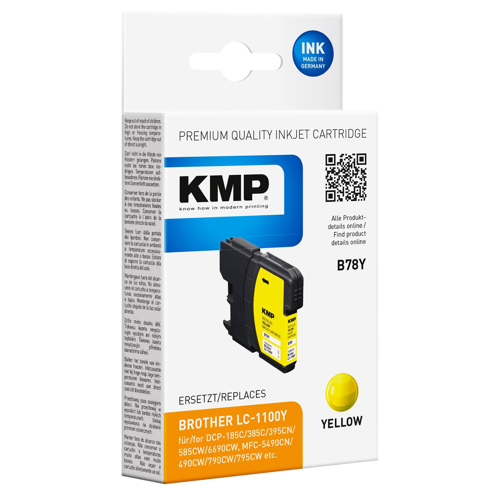 KMP B78Y Tintenpatrone yellow kompatibel m. Brother LC-1100 Y